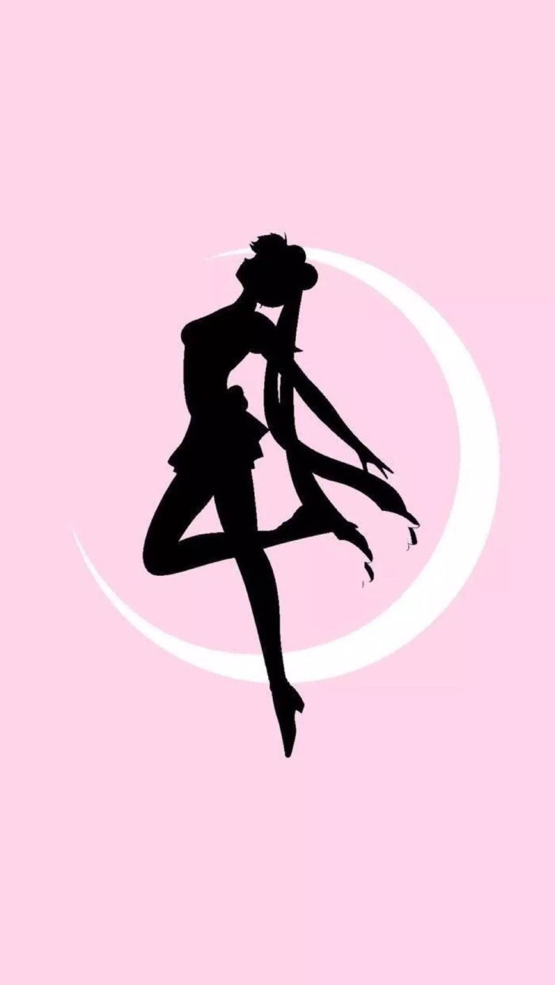 Fondo de Pantalla Rosa de Sailor Moon con Luna Creciente para iPhone Fondos de pantalla