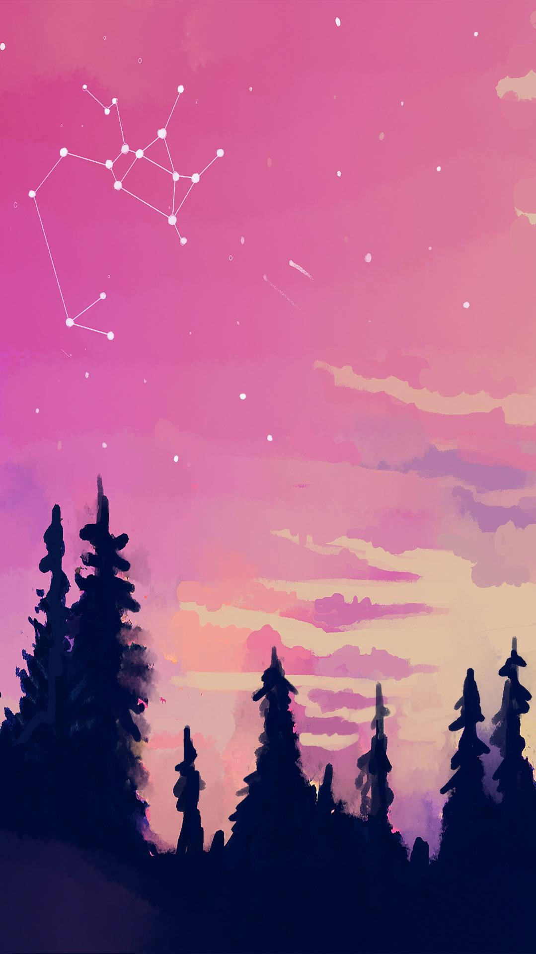 Fondo de Pantalla Rosa Estético de Constelación para iPhone Fondos de pantalla