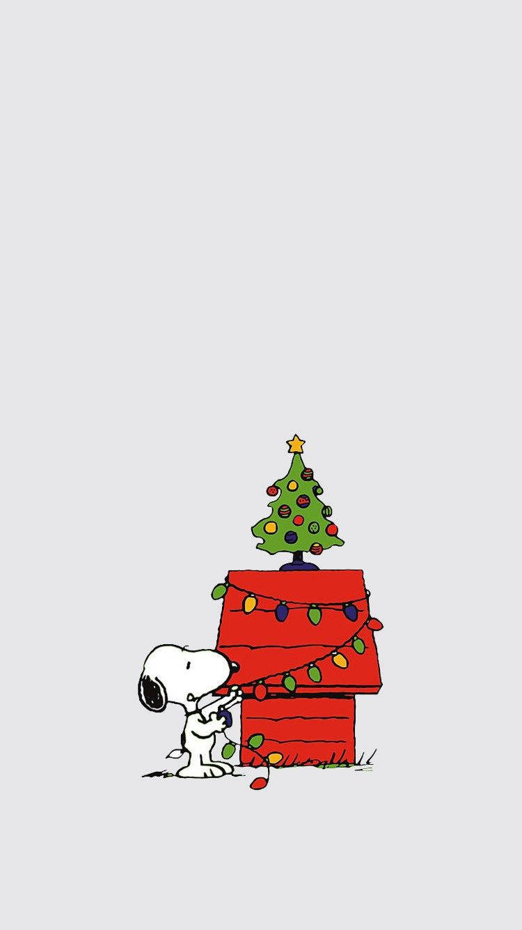 Fondo de pantalla simple y lindo de Snoopy navideño para iPhone Fondos de pantalla