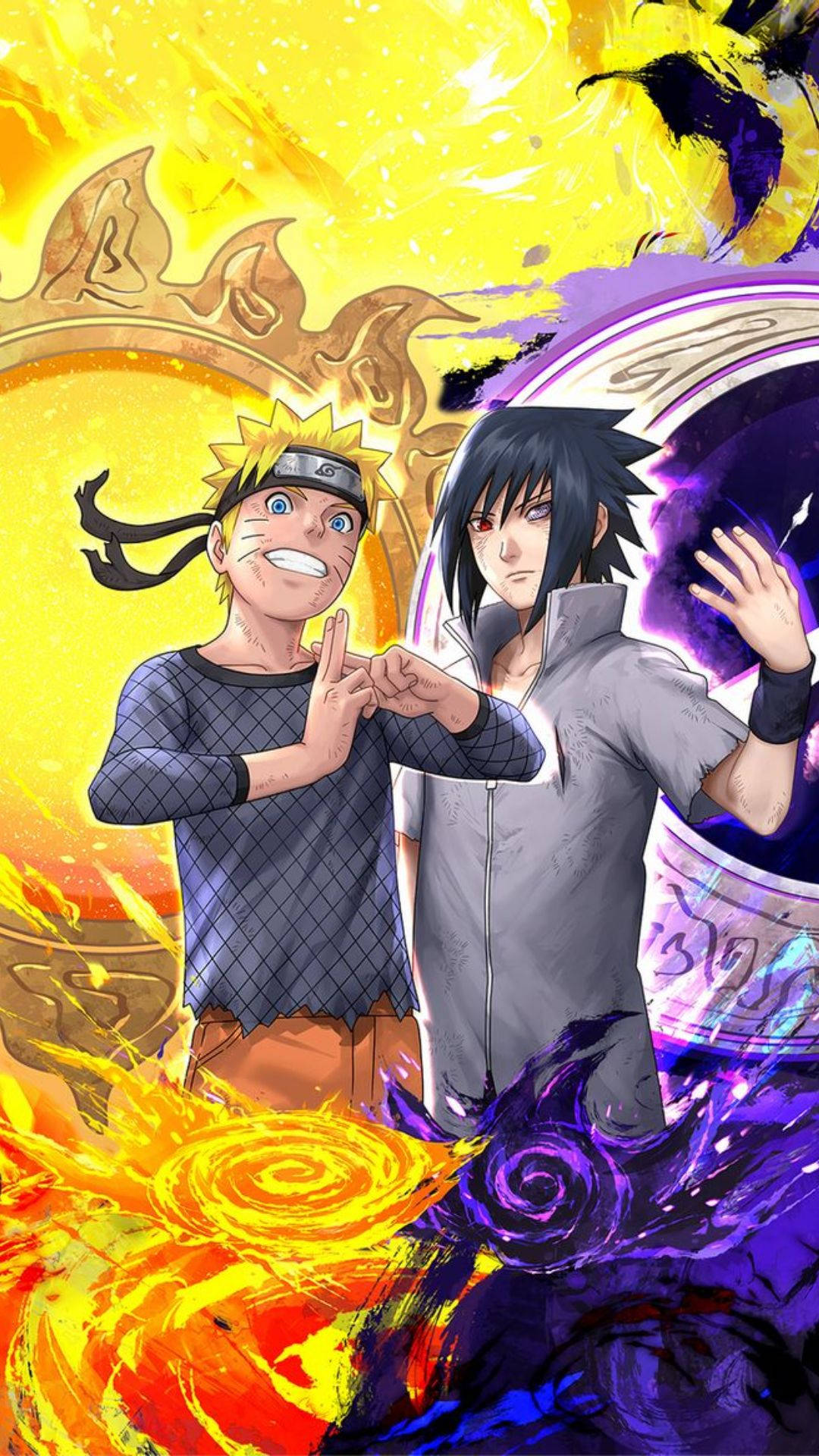 Fondo de pantalla vibrante de Sasuke y Naruto para iPhone anime Fondos de pantalla