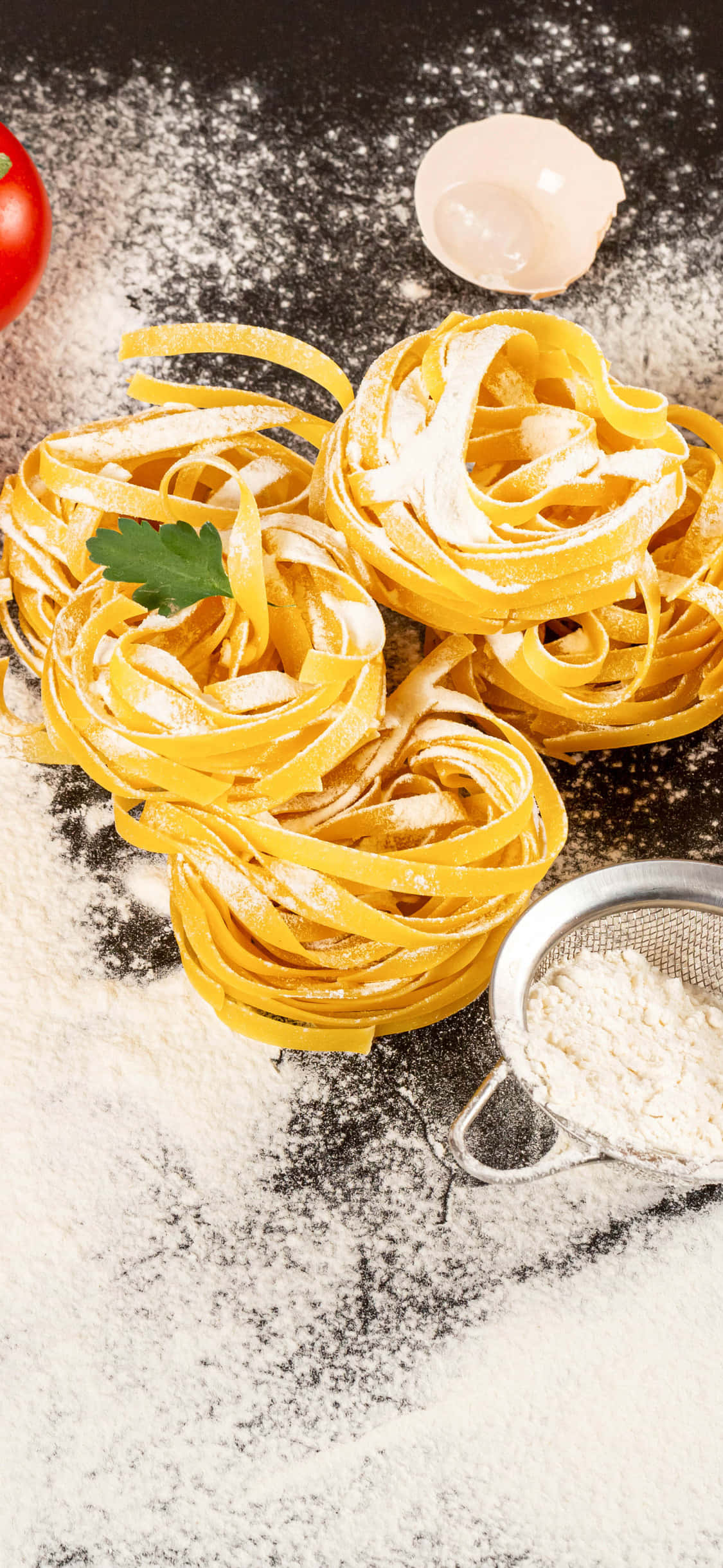 Fondo de pasta Tagliatelle con harina para iPhone X Fondos de pantalla