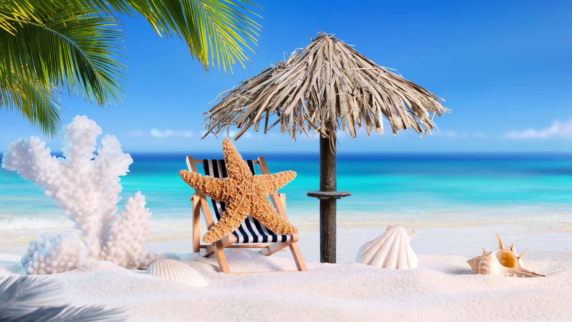 Fondo de Playa Veraniego Lindo 1920x1080 Fondos de pantalla