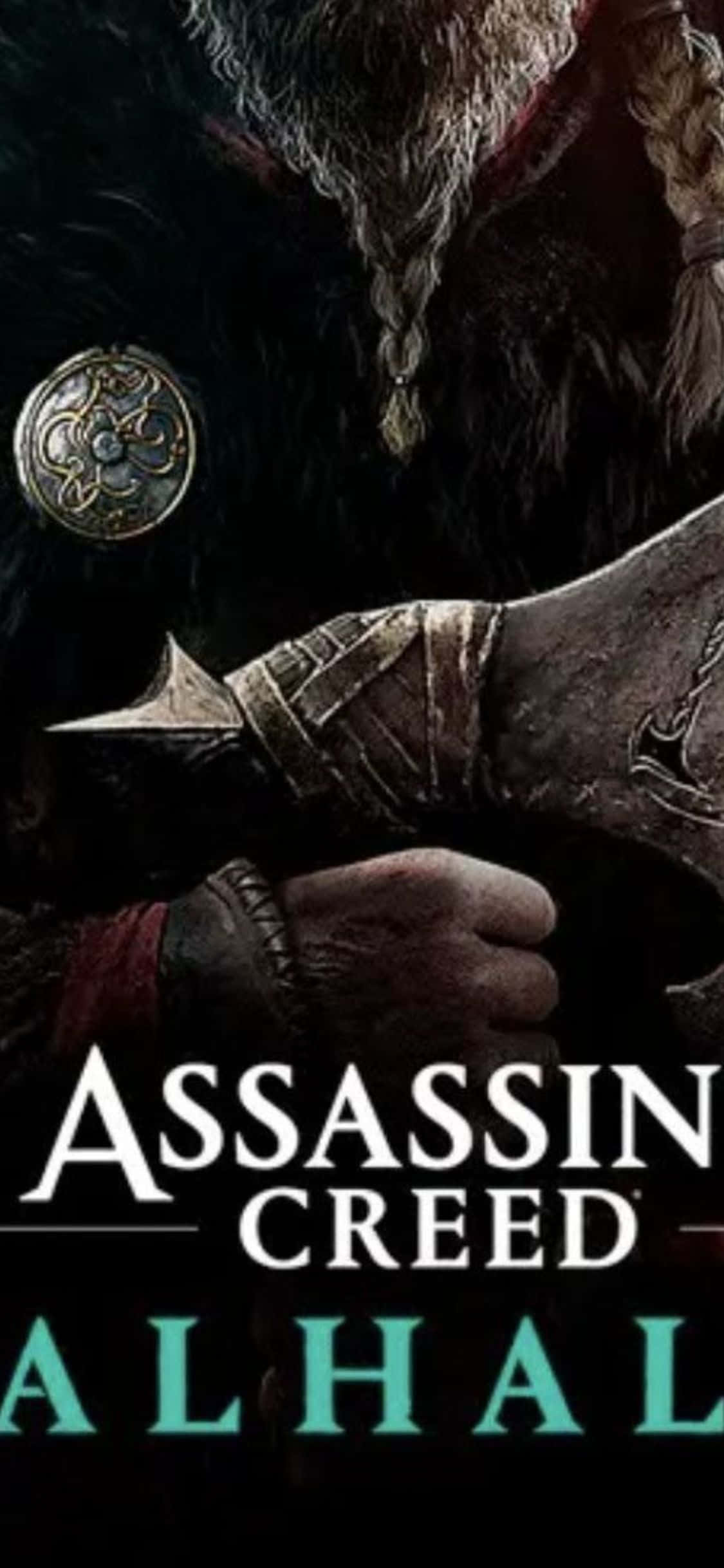 Fondo de póster del título del juego Assassin's Creed Valhalla para iPhone XS Fondos de pantalla