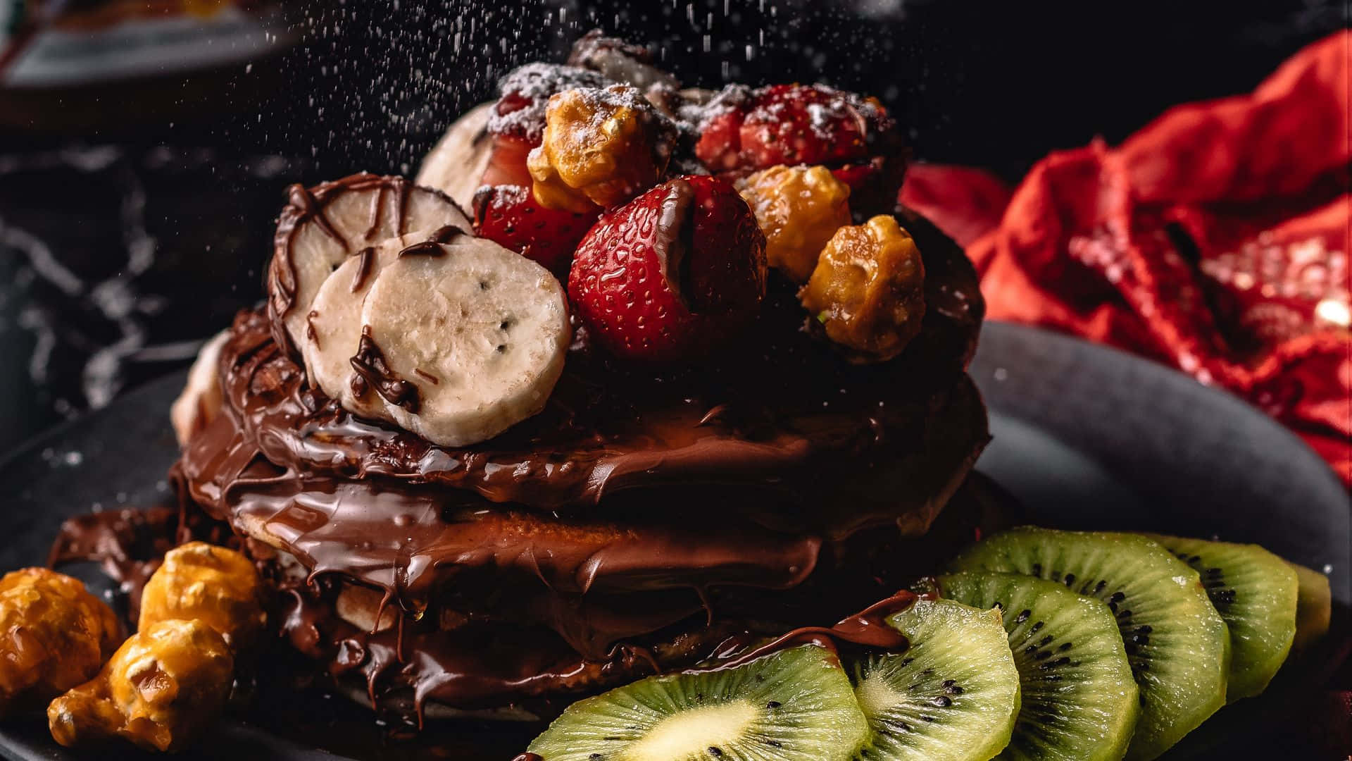 Fondo de Postres 1920x1080 con Panqueque de Chocolate Fondos de pantalla