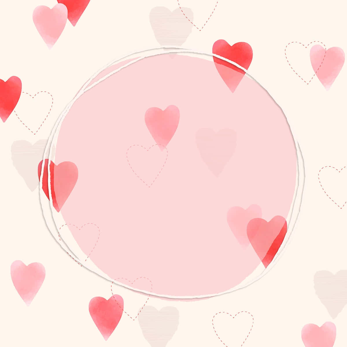 Fondo de San Valentín con Círculo y Corazones Fondos de pantalla