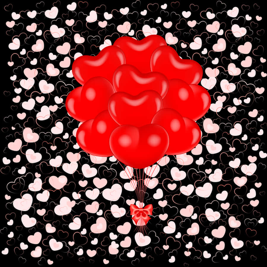 Fondo de San Valentín con Globos de Corazón Rojo Fondos de pantalla