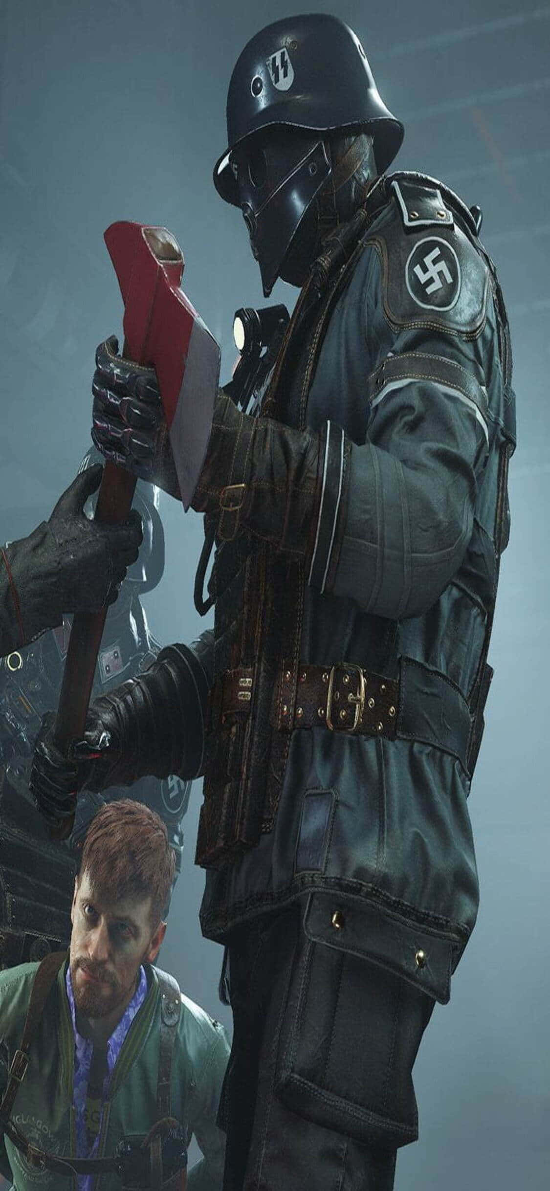 Fondo de Soldado Nazi con Hacha de Wolfenstein II para iPhone Xs Fondos de pantalla