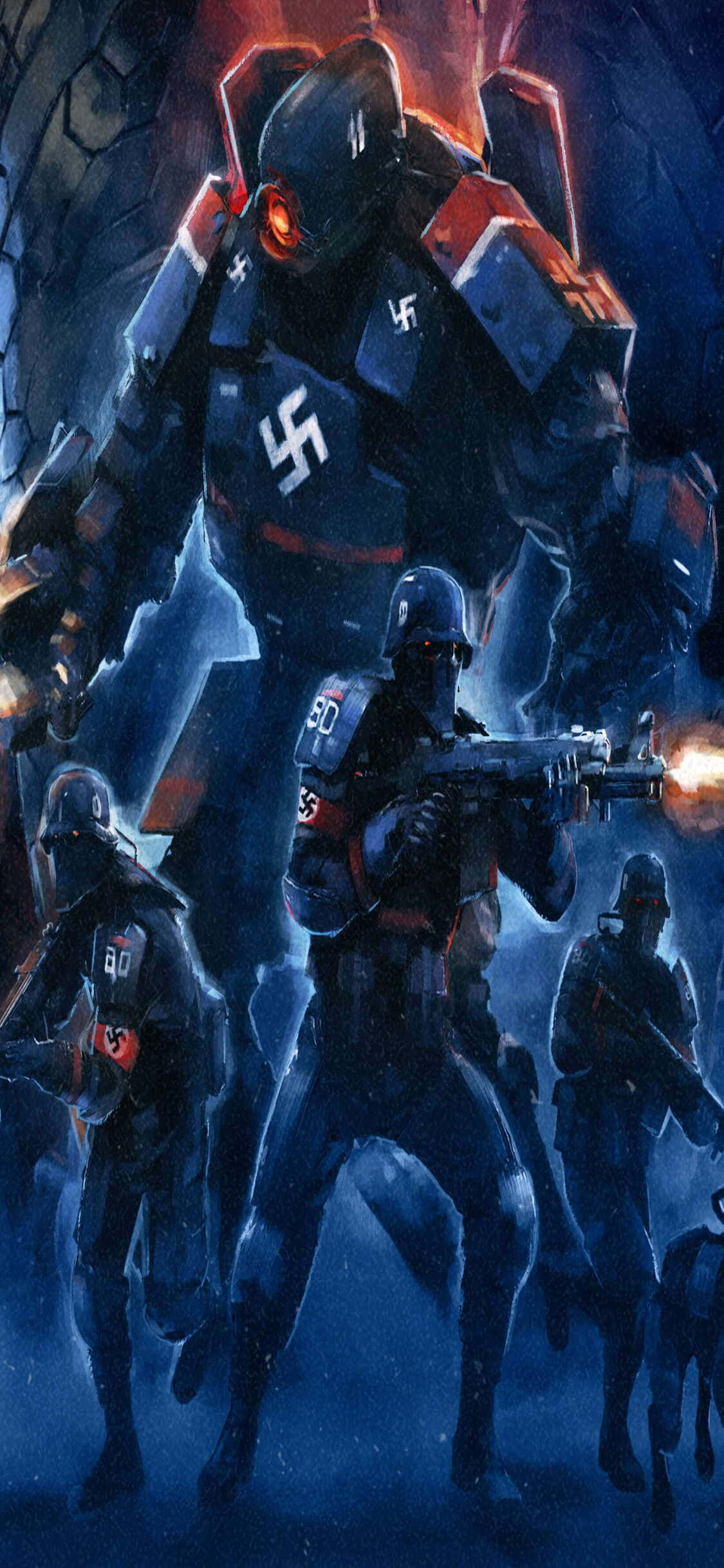 Fondo de soldados nazis de Wolfenstein II para iPhone Xs Fondos de pantalla