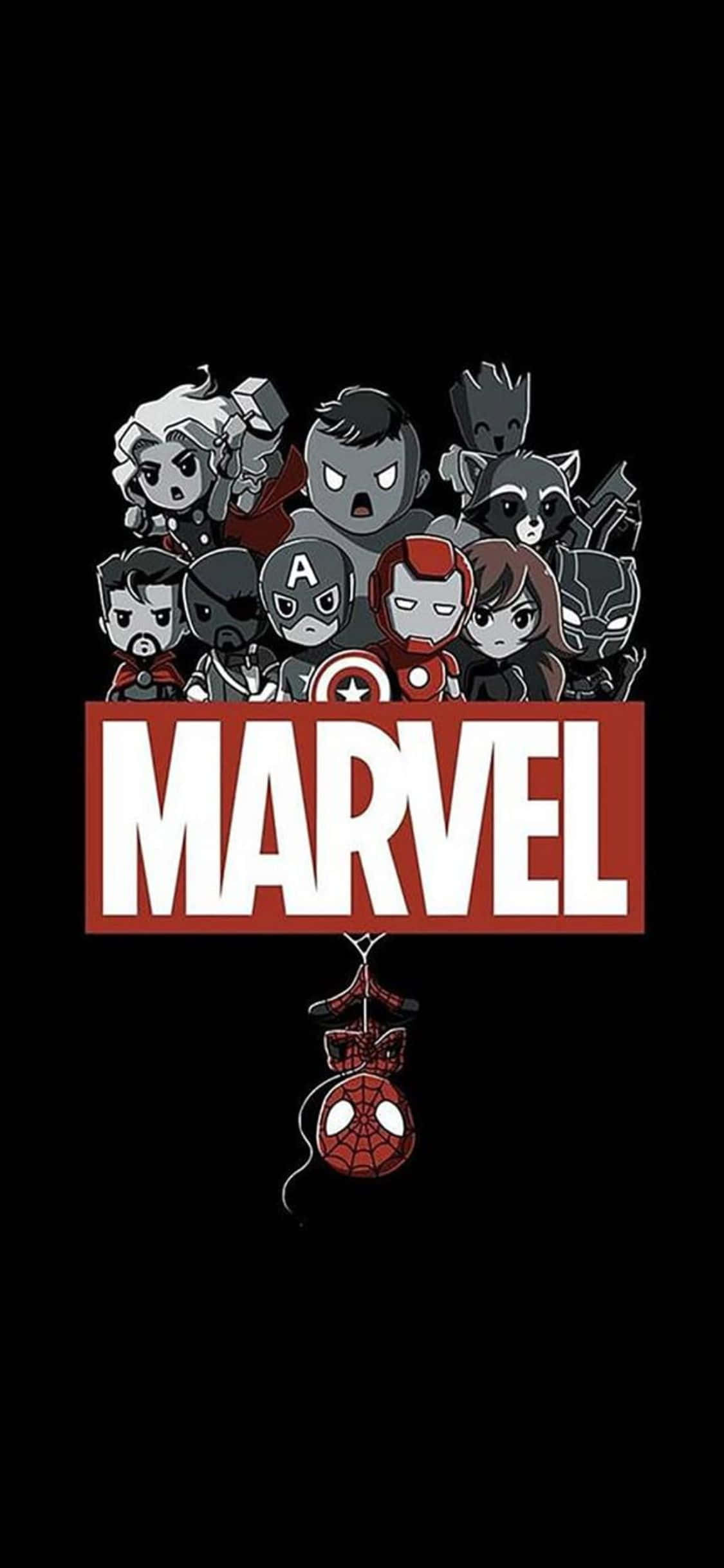 Fondo de superhéroes chibi para iPhone XS Marvel Fondos de pantalla