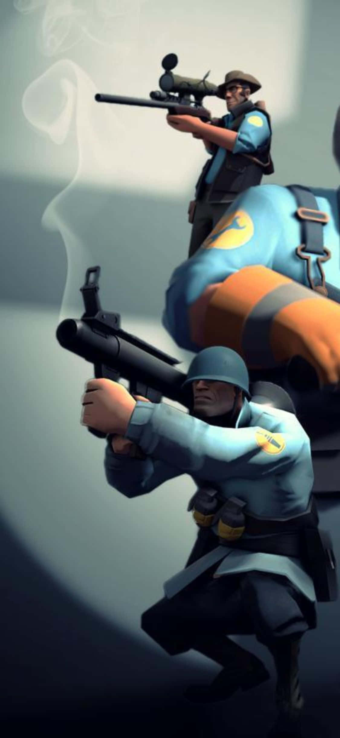 Fondo de Team Fortress 2 para iPhone XS con Personajes de Uniformes Azules Fondos de pantalla
