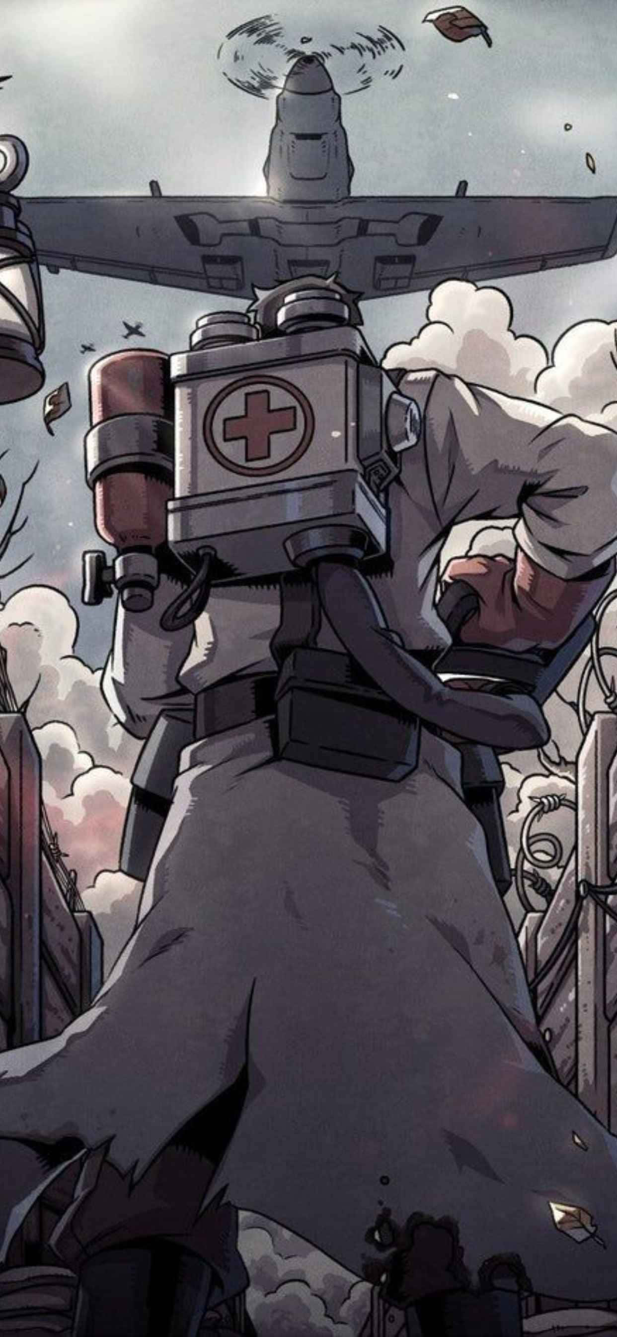Fondo de Team Fortress 2 para iPhone Xs Max: Médico y avión Fondos de pantalla
