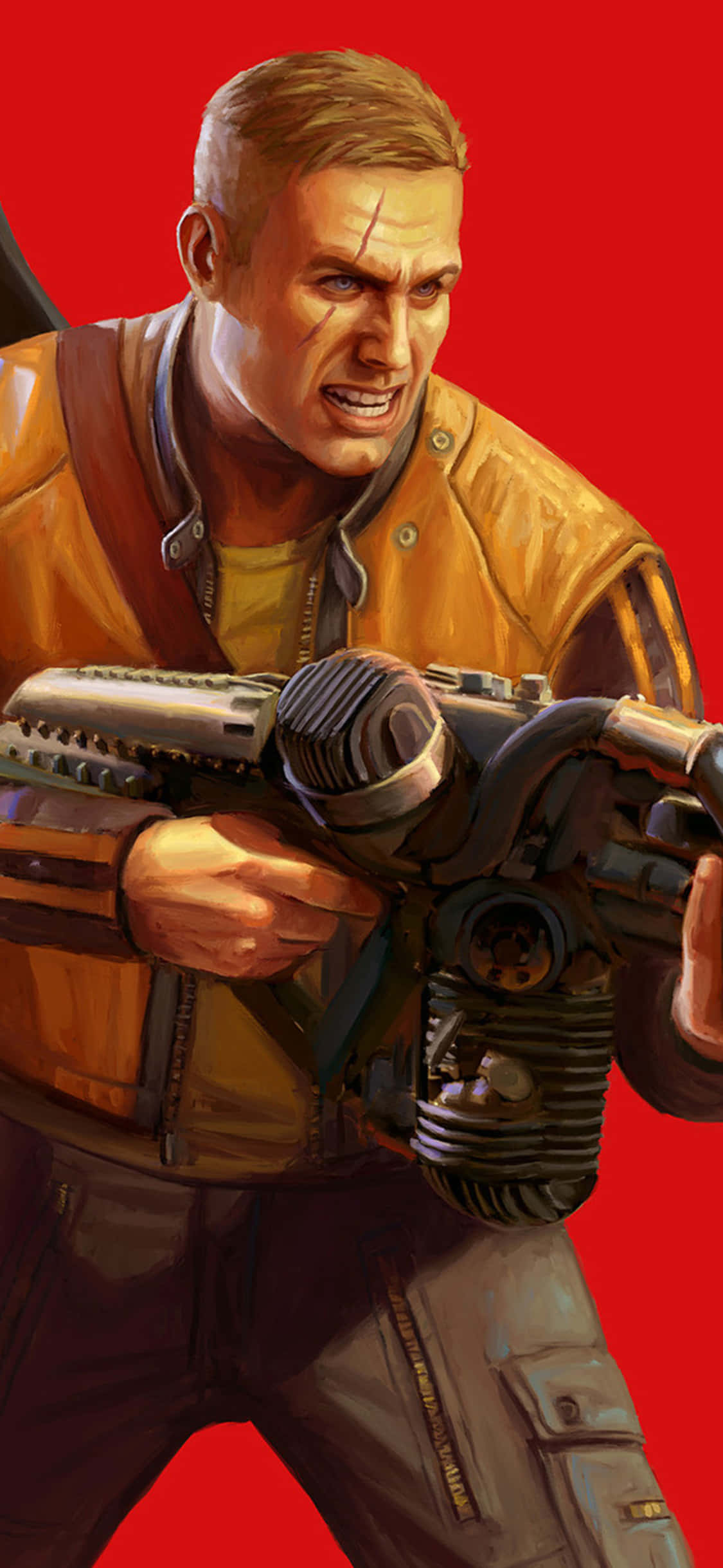 Fondo de Terror Billy Disparando un Arma en Wolfenstein II para iPhone Xs Fondos de pantalla