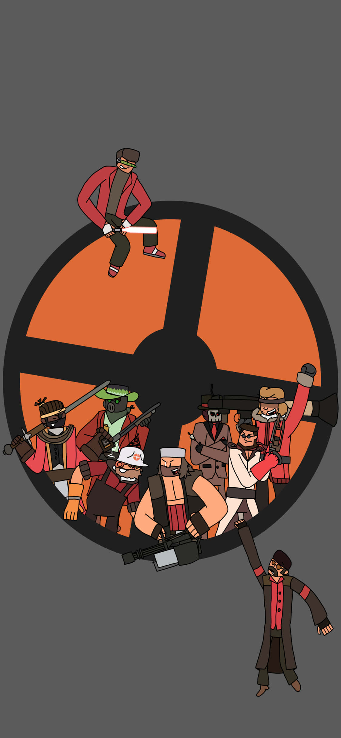 Fondo de TF2 para iPhone XS: Dibujo fanart infantil de los personajes Fondos de pantalla