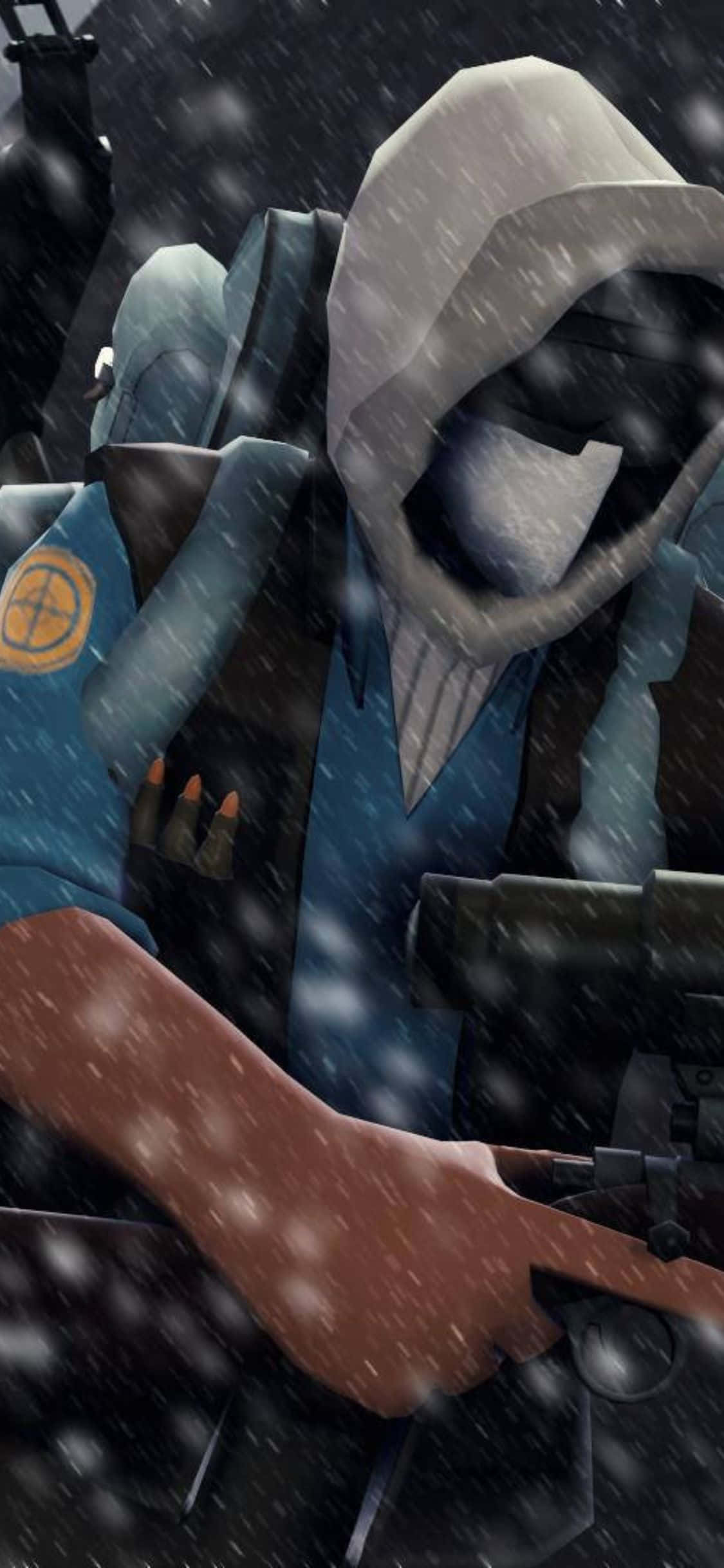 Fondo de TF2 para iPhone XS: Francotirador encapuchado en la nieve Fondos de pantalla