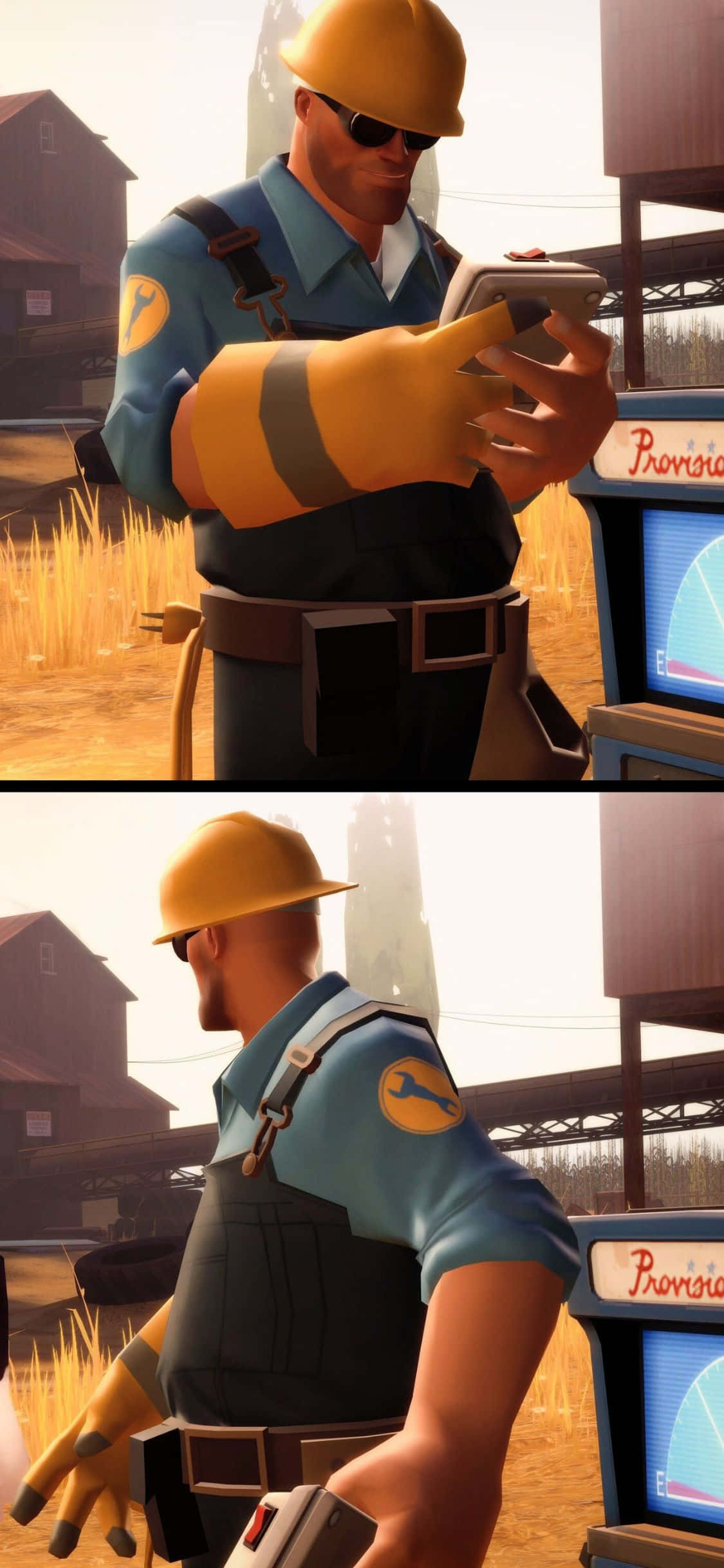 Fondo de TF2 para iPhone XS: Ingeniero construyendo un dispensador Fondos de pantalla