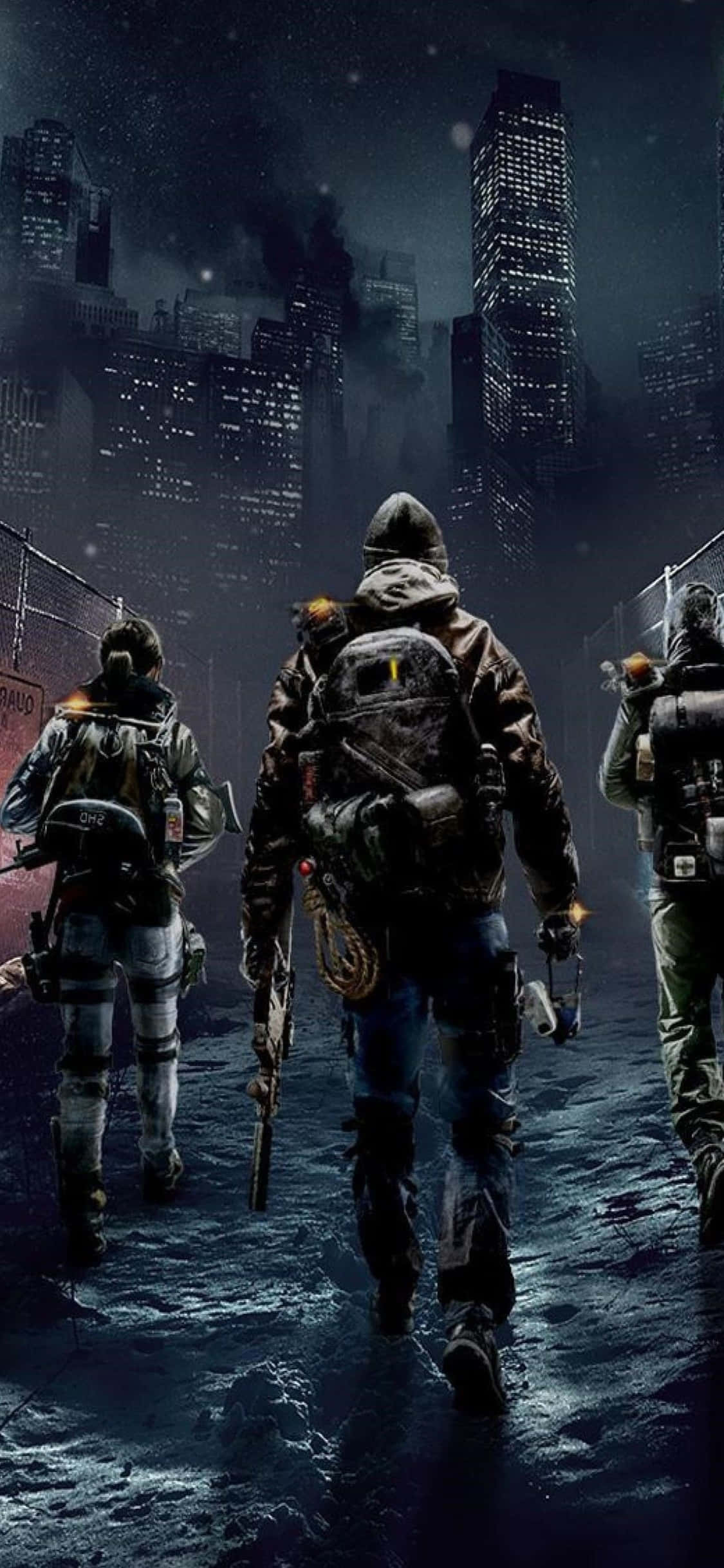 Fondo de The Division para iPhone XS con escuadrón yendo a la ciudad Fondos de pantalla