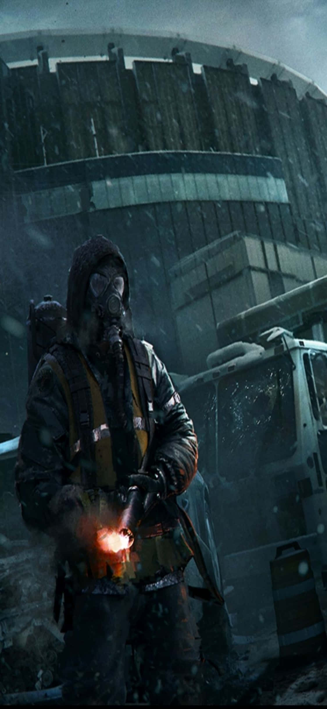 Fondo de The Division para iPhone XS con hombre en la nieve Fondos de pantalla