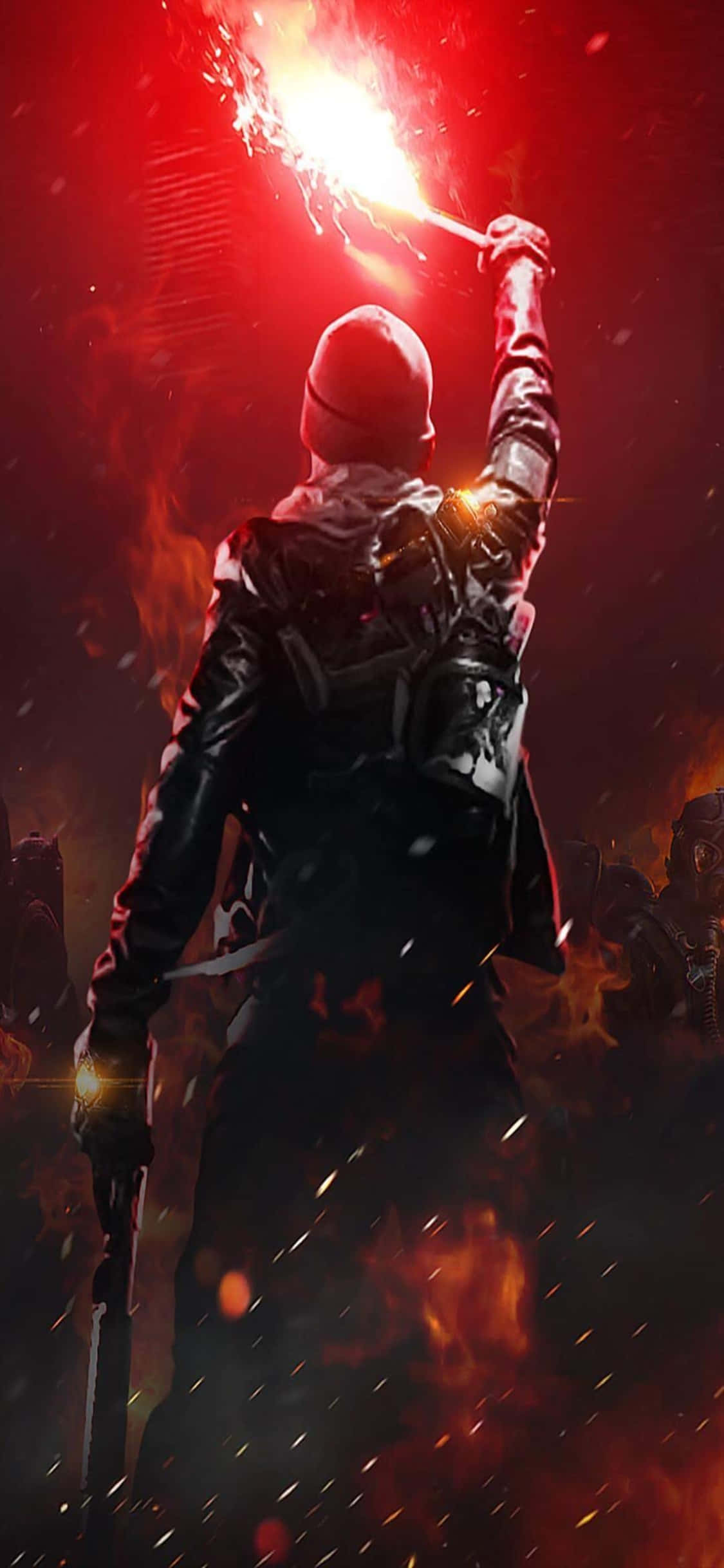 Fondo de The Division para iPhone XS con hombre sosteniendo una bengala Fondos de pantalla