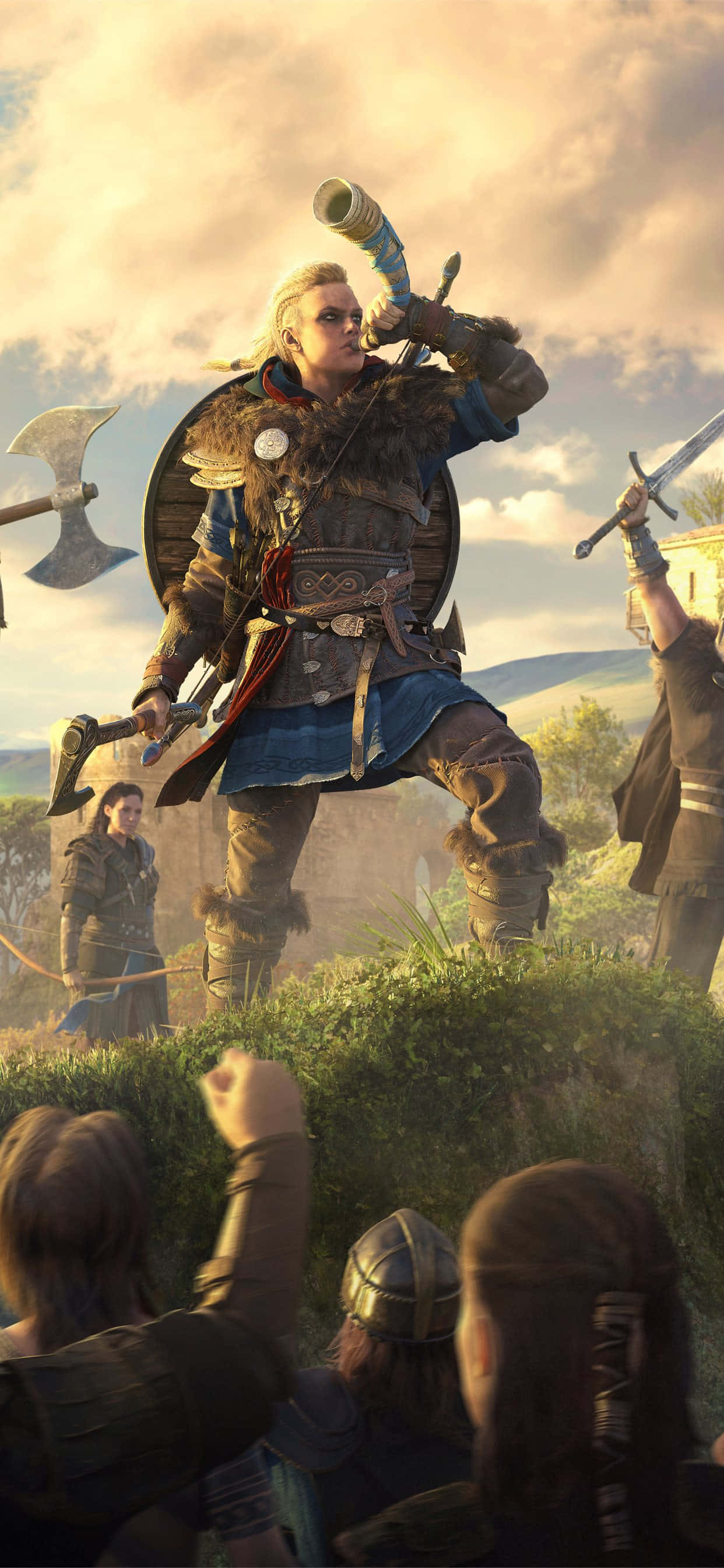 Fondo de Vikings Gjallarhorn para iPhone Xs Max de Assassin's Creed Valhalla Fondos de pantalla