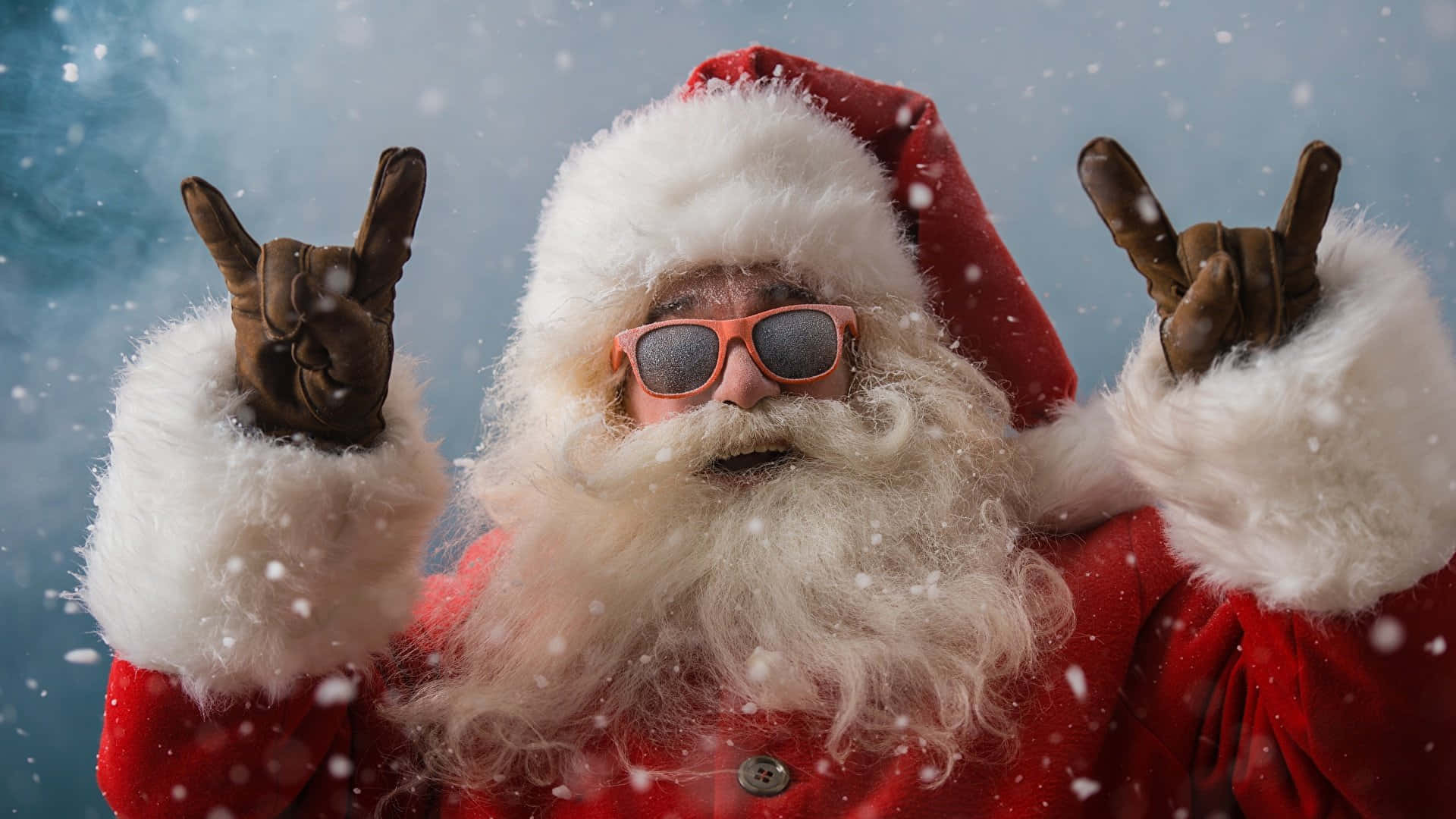 Fondo Divertido de Navidad para Zoom de Santa Claus Rock and Roll Fondos de pantalla