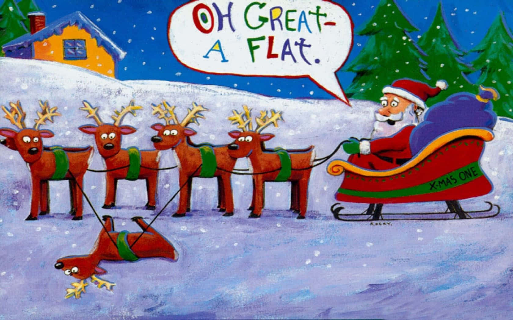 Fondo divertido de Navidad para Zoom de Santa y sus renos Fondos de pantalla