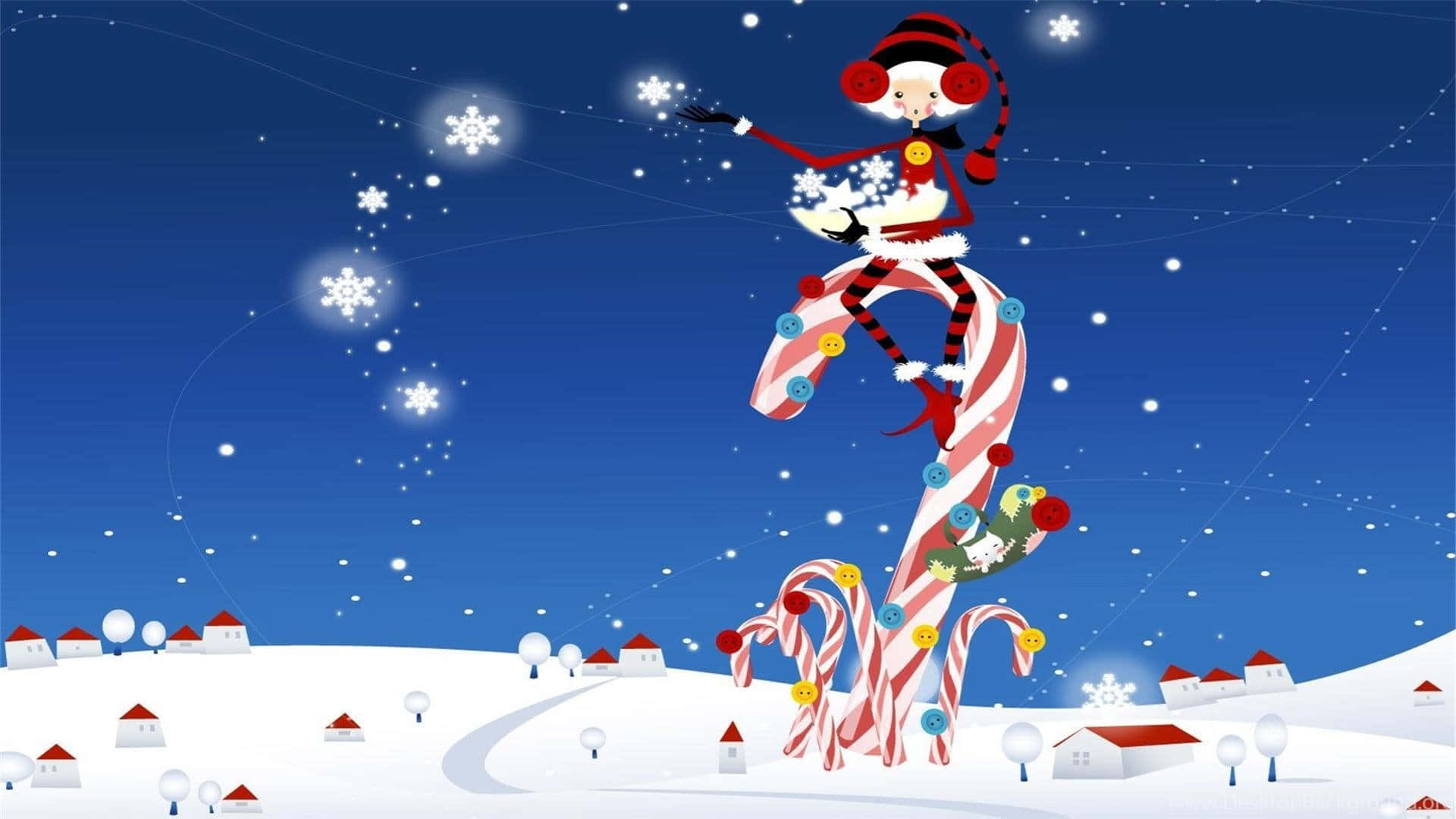 Fondo Divertido de Zoom Navideño Tierra de Bastones de Caramelo Fondos de pantalla