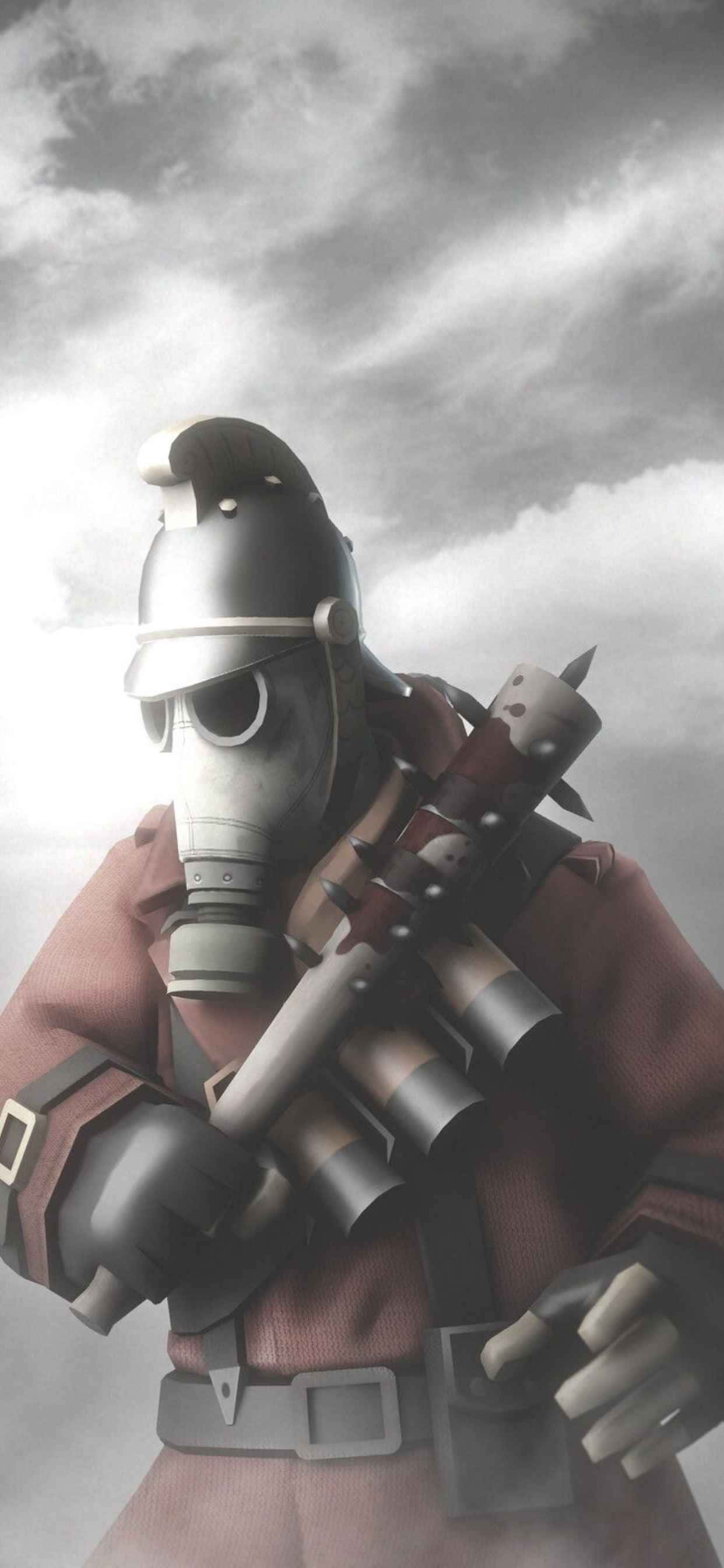 Fondo en Escala de Grises de Pyro de Team Fortress 2 para iPhone XS Max Fondos de pantalla