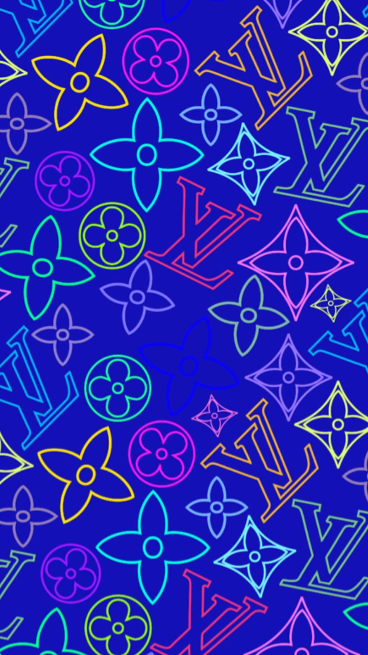 Fondo Estético Azul Louis Vuitton con Flores Fondos de pantalla