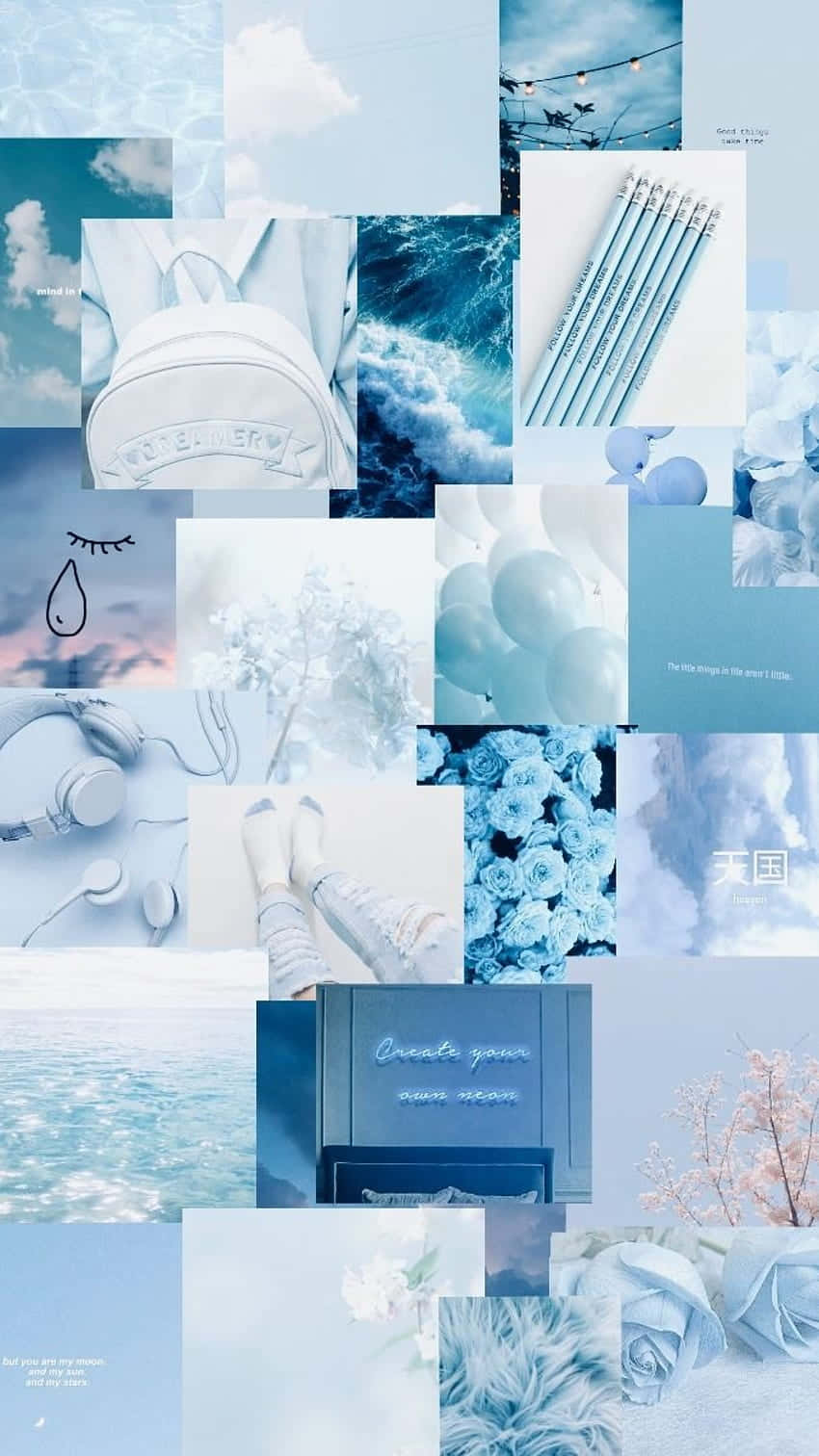 Fondo Estético Azul Collage Temático Pastel Fondos de pantalla