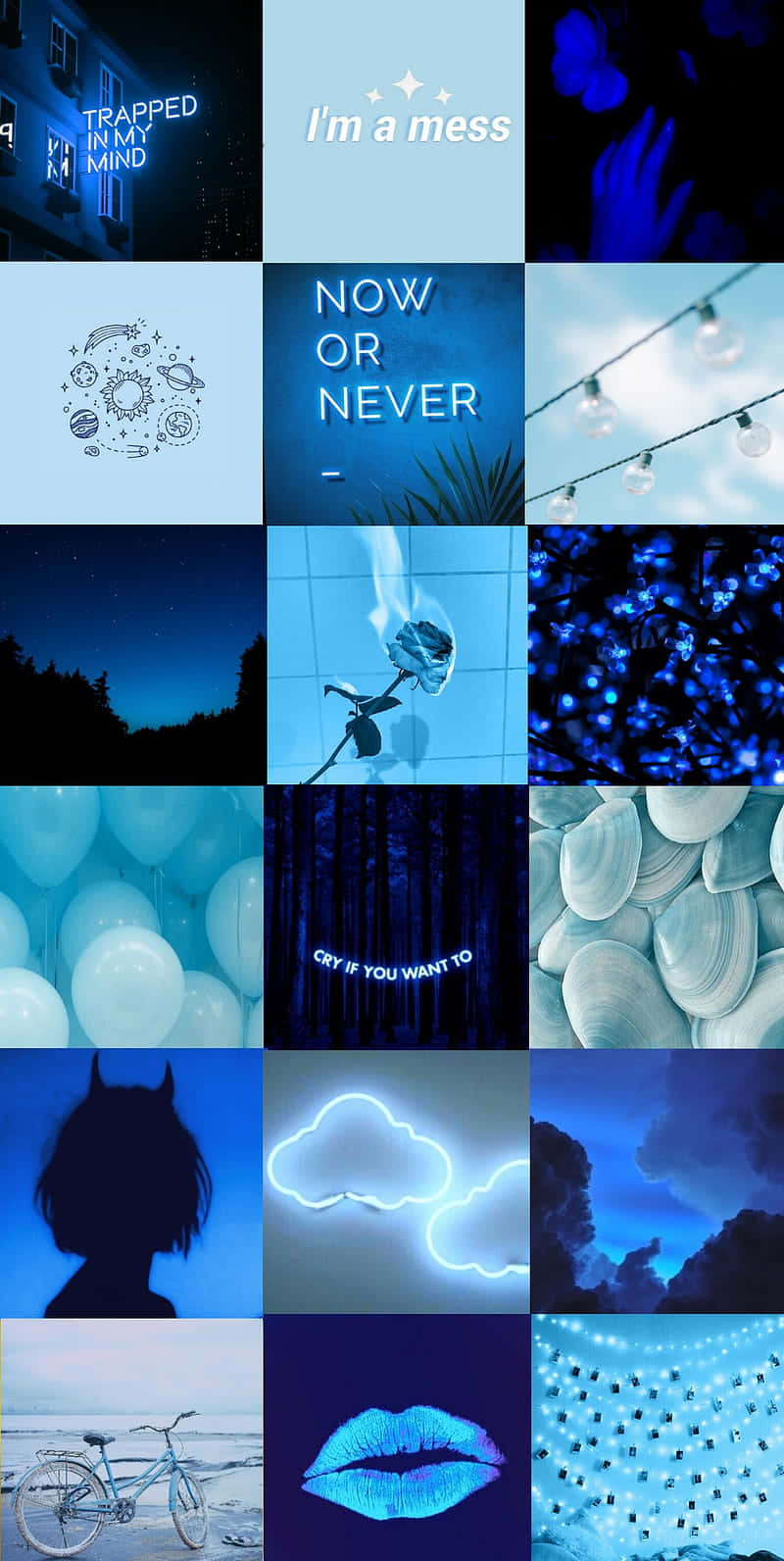 Fondo Estético Azul Collage de Fotos Sin Costuras Fondos de pantalla