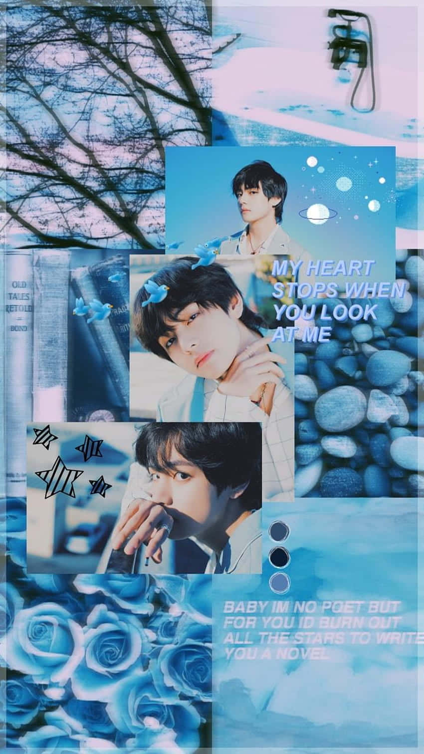Fondo Estético Azul con Kim Tae-hyung Fondos de pantalla