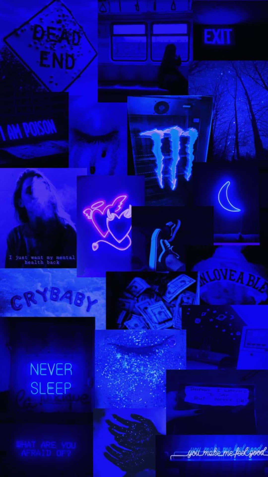 Fondo estético azul oscuro con collage de retratos Fondos de pantalla