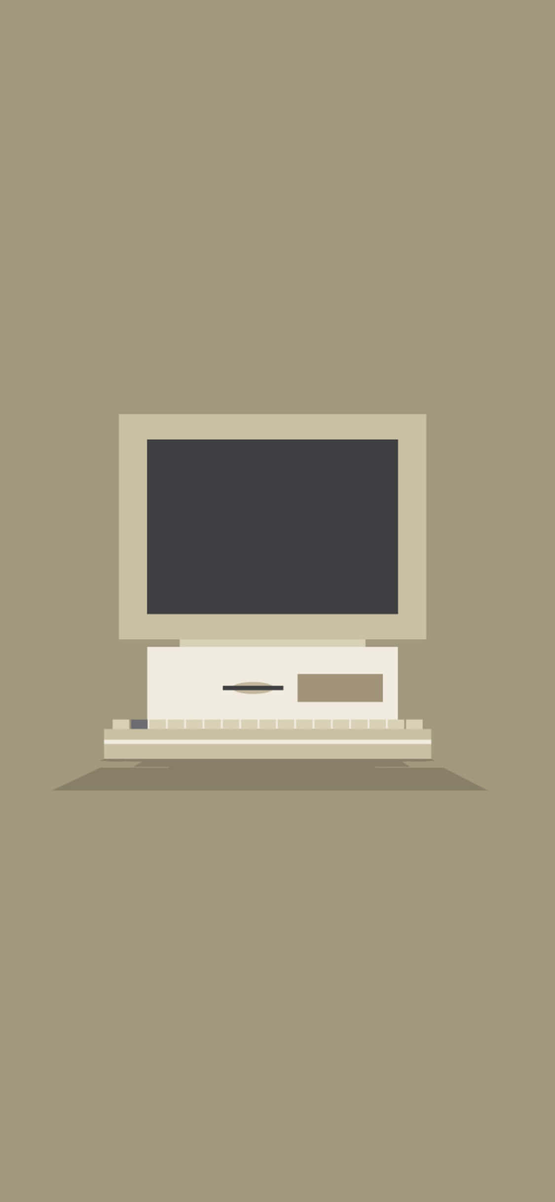 Fondo estético beige y marrón de monitor de computadora con pantalla negra y iPhone XS Fondos de pantalla