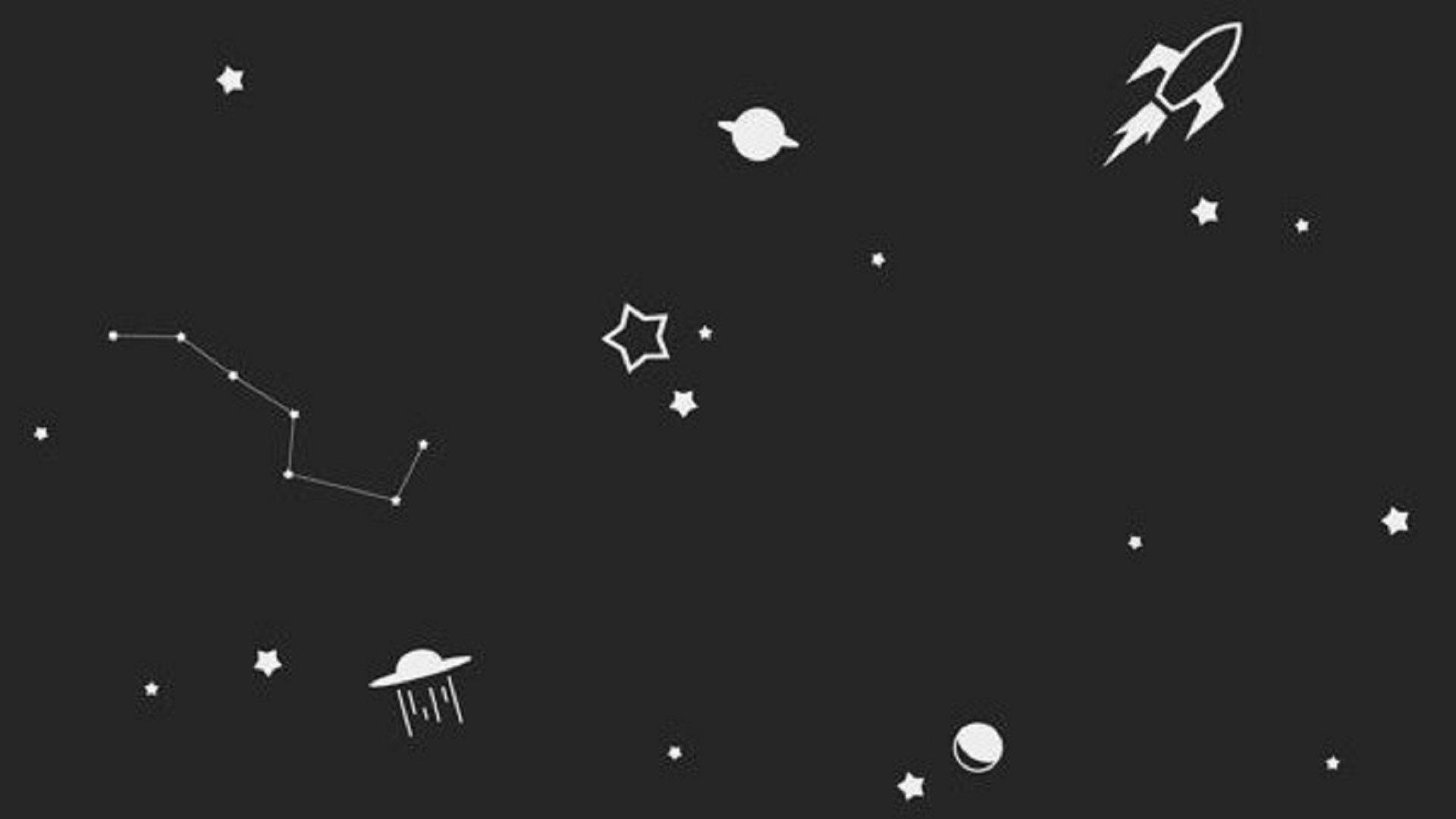 Fondo Estético de Espacio Exterior en Blanco y Negro para Laptop Fondos de pantalla