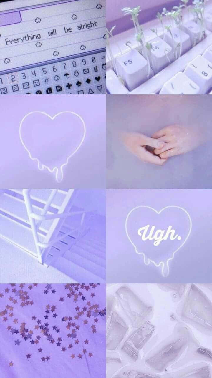 Fondo estético lavanda púrpura pastel collage minimalista Fondos de pantalla