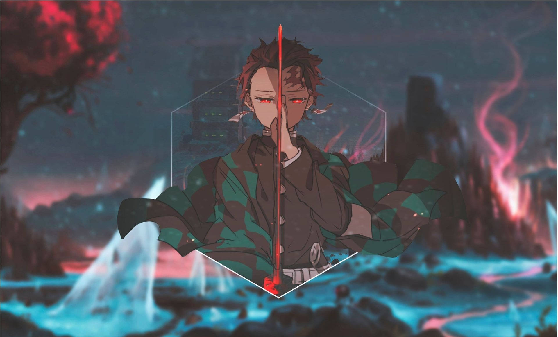 Fondo estético para laptop de Tanjiro Kamado