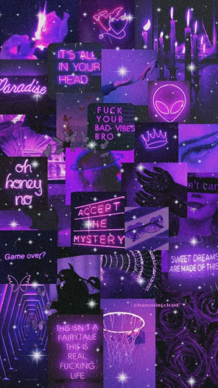 Fondo estético púrpura con luces de neón Fondos de pantalla