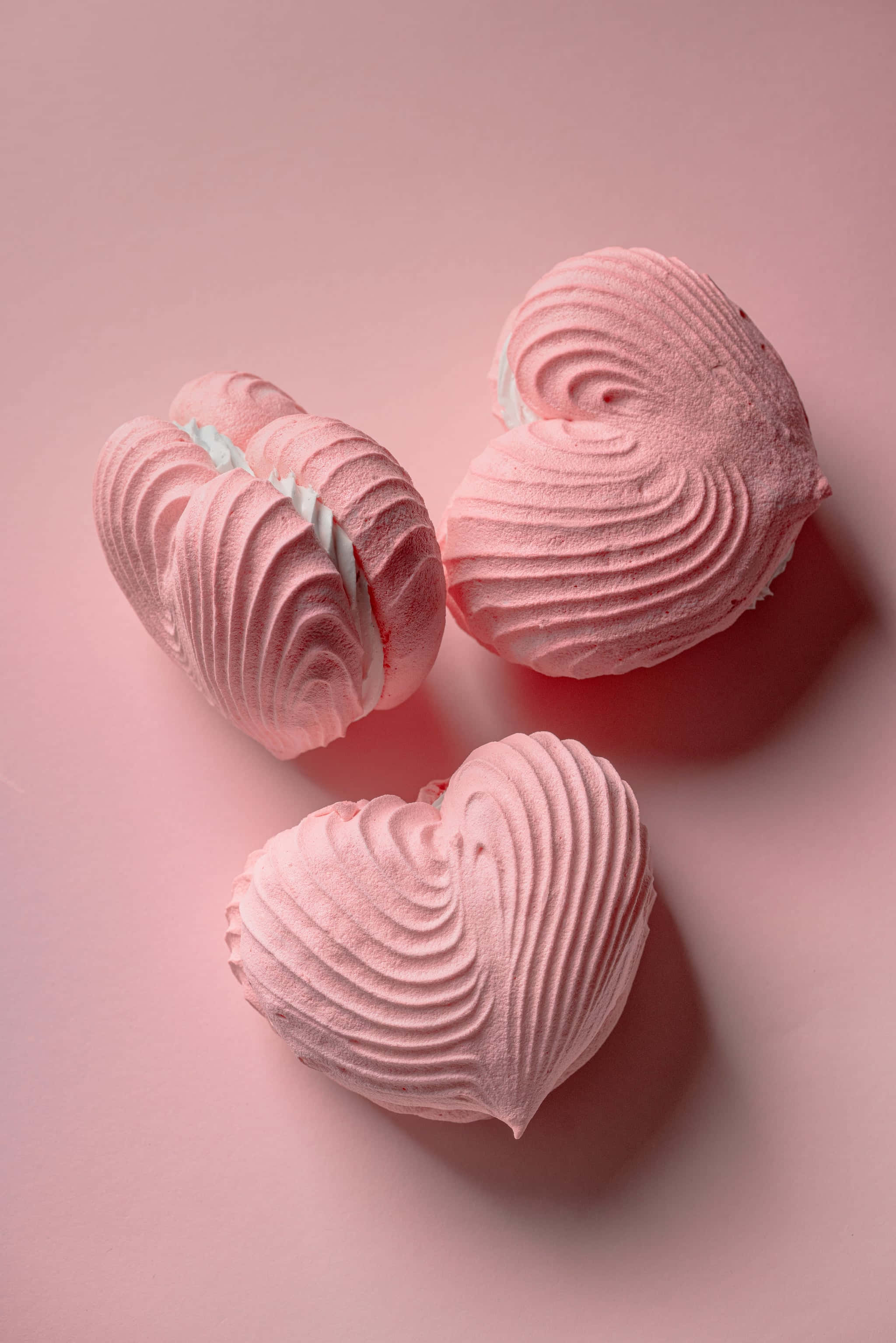 Fondo Estético Rosa de Merengues en Forma de Corazón Fondos de pantalla