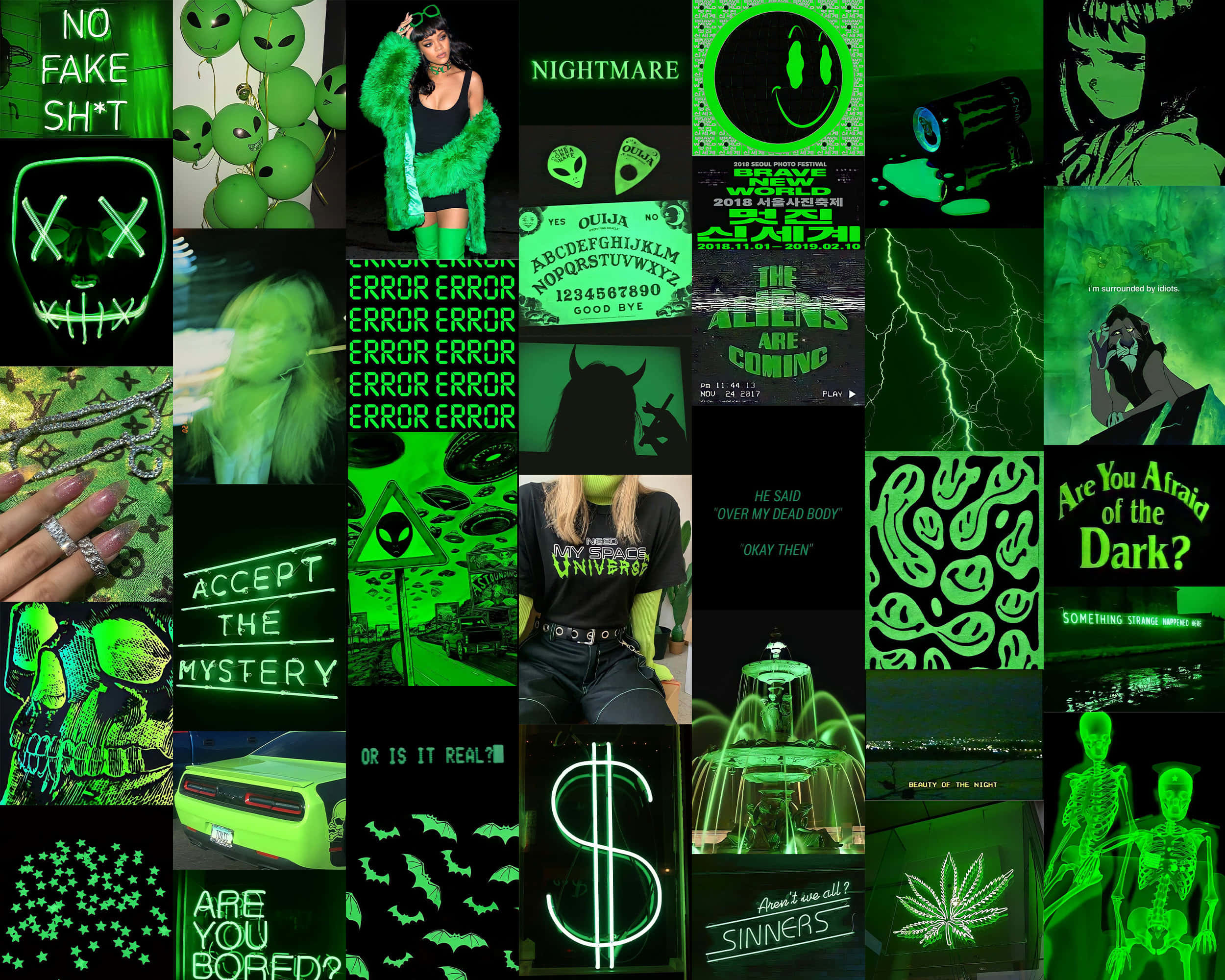 Fondo estético verde neón vibrante Fondos de pantalla