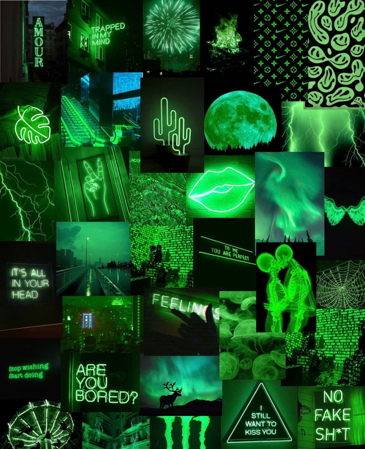 Fondo estético verde neón vibrante Fondos de pantalla