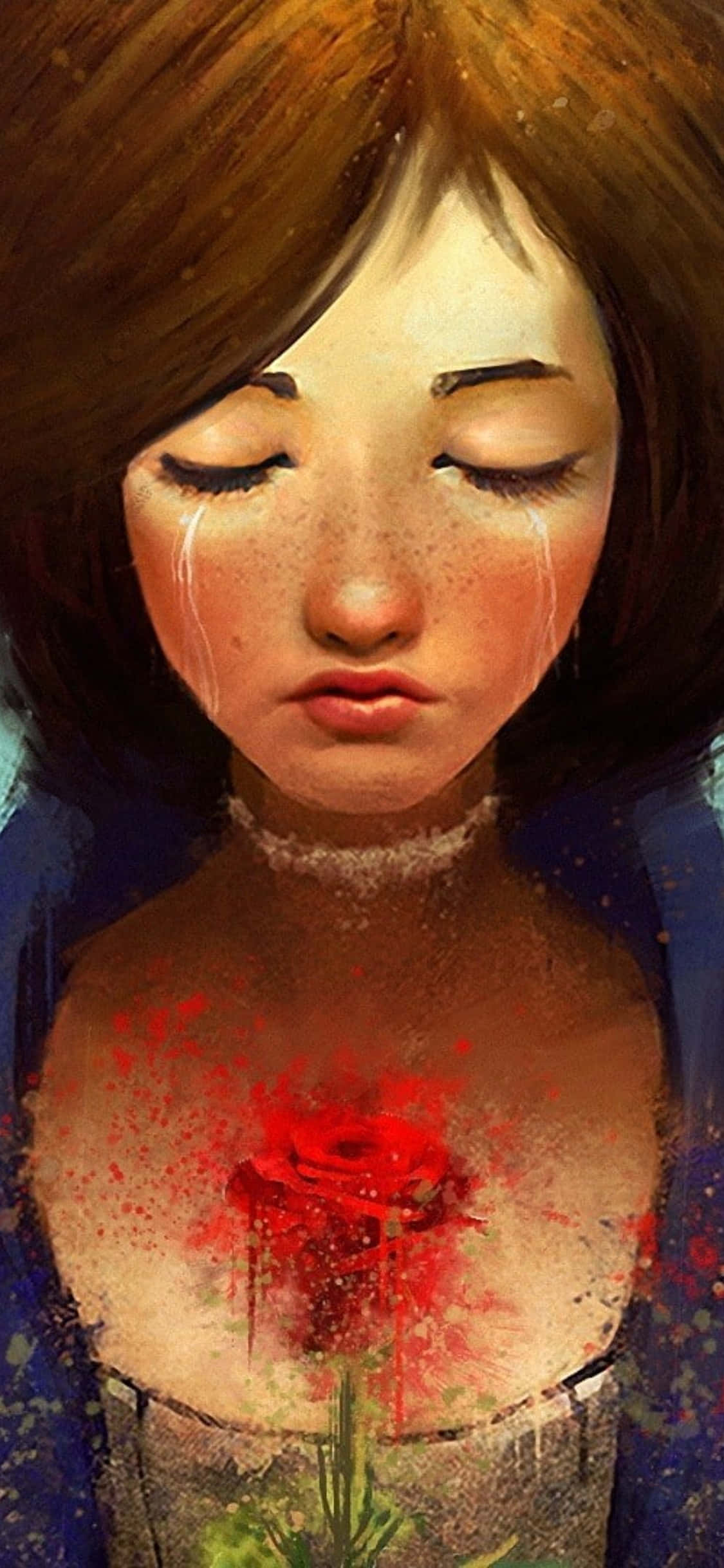 Fondo Fanart de Bioshock Infinite para iPhone X con Elizabeth llorando Fondos de pantalla