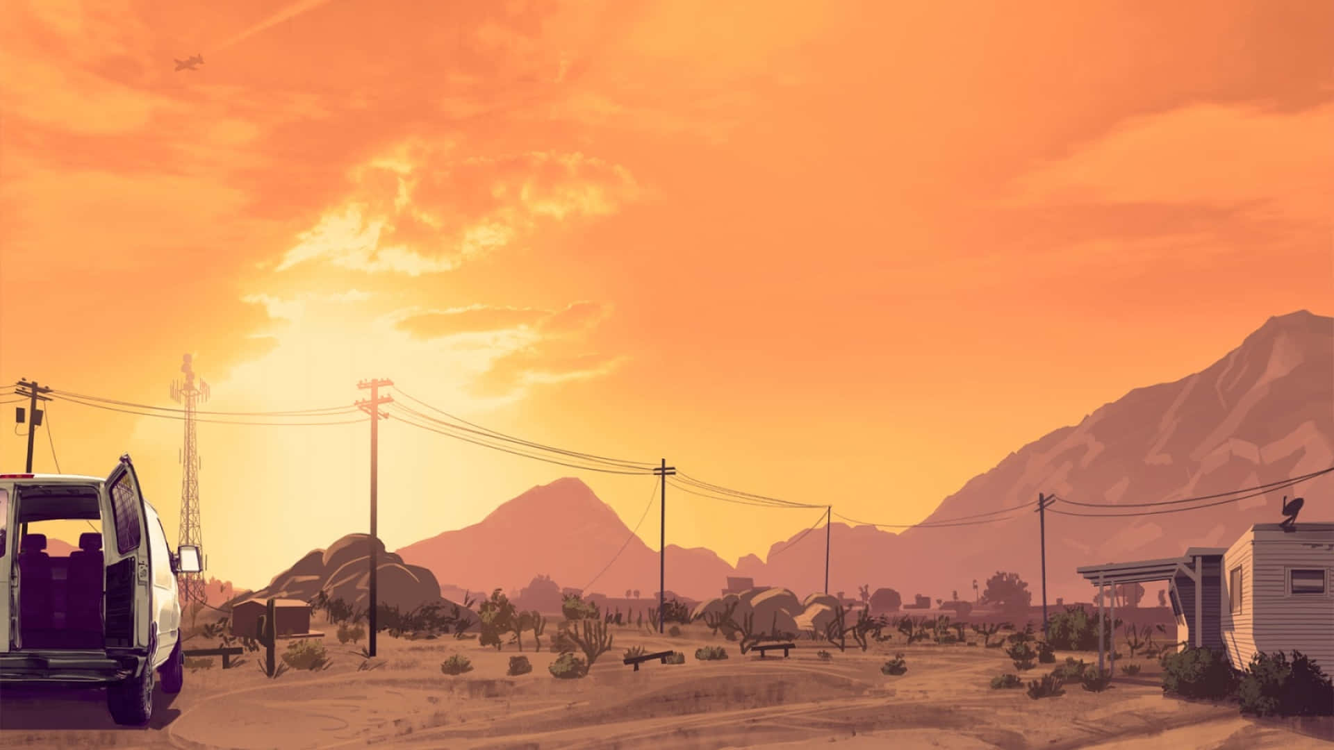 Fondo GTA Cielos Naranjas Sobre las Montañas Fondos de pantalla