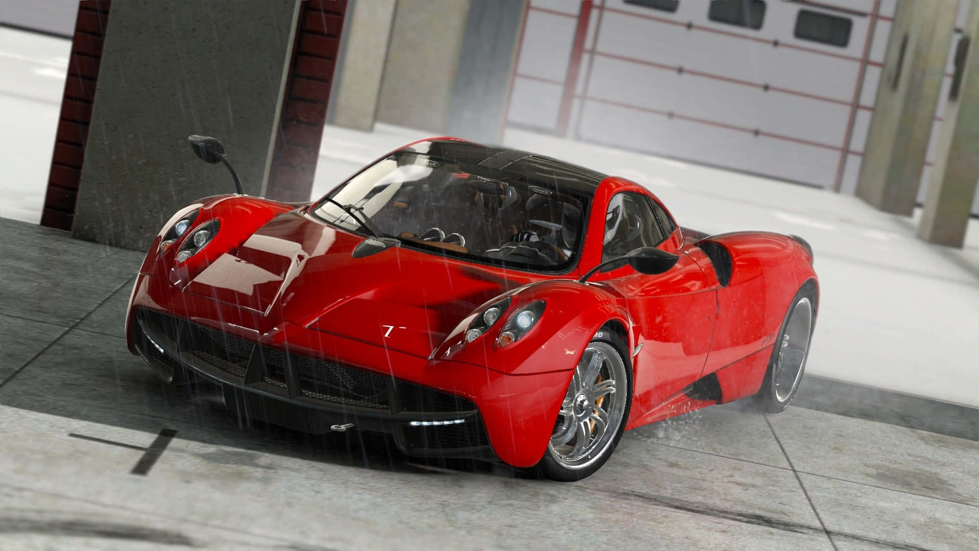 Fondo HD de Project Cars con Pagani Huayra rojo en exhibición Fondos de pantalla