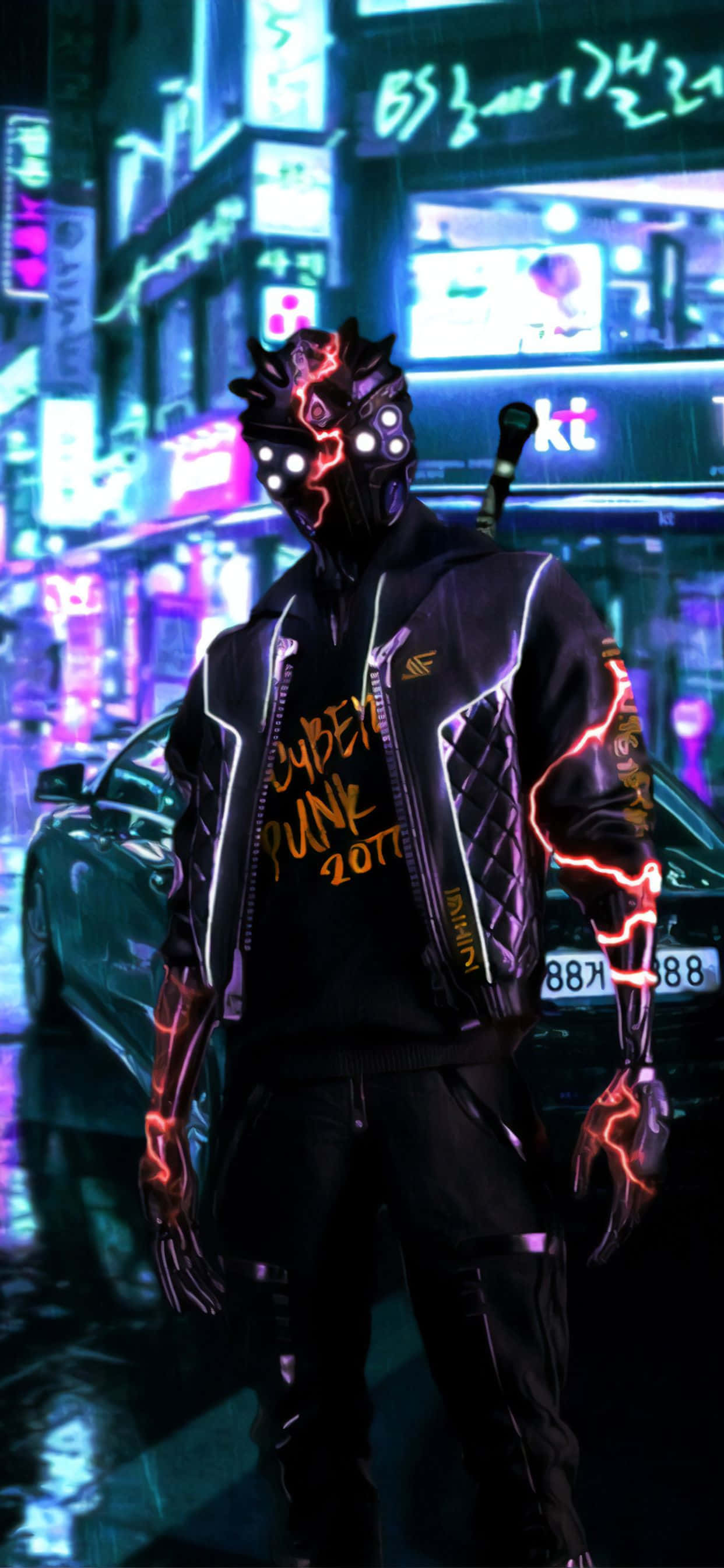 Fondo iPhone X Cyberpunk 2077 Personaje Cyborg Negro Fondos de pantalla