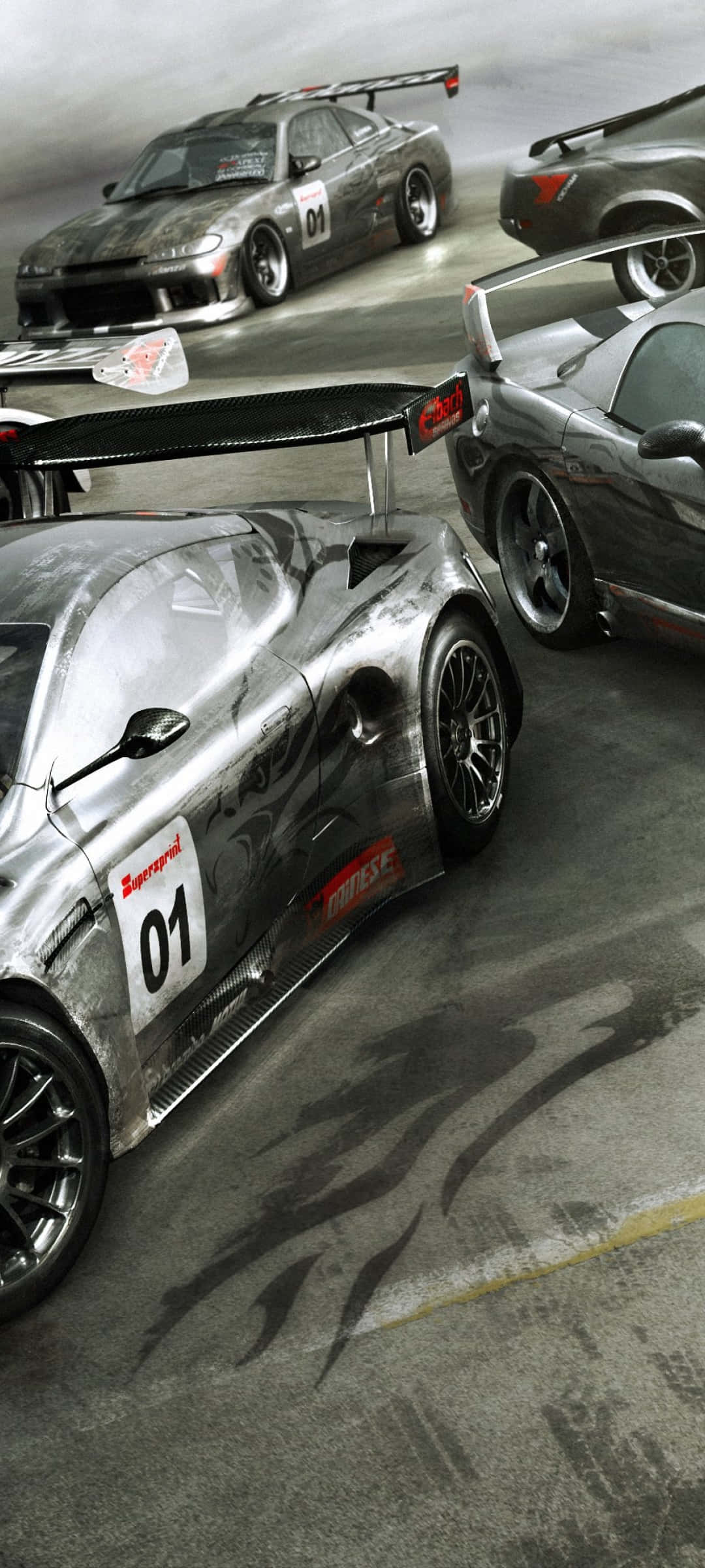Fondo iPhone X Grid Autosport Derrape con Humo Fondos de pantalla