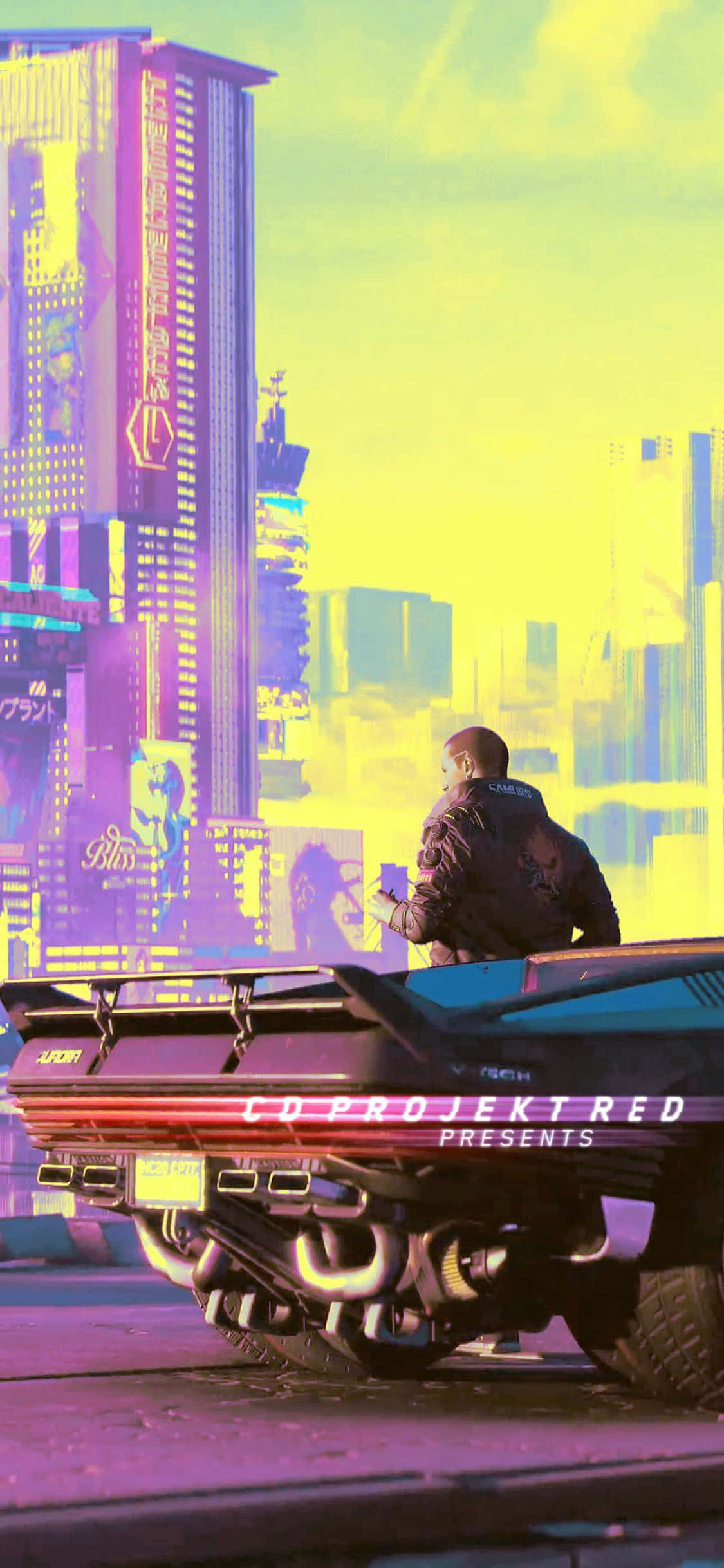 Fondo iPhone XS Cyberpunk 2077 Ciudad Brillante Fondos de pantalla