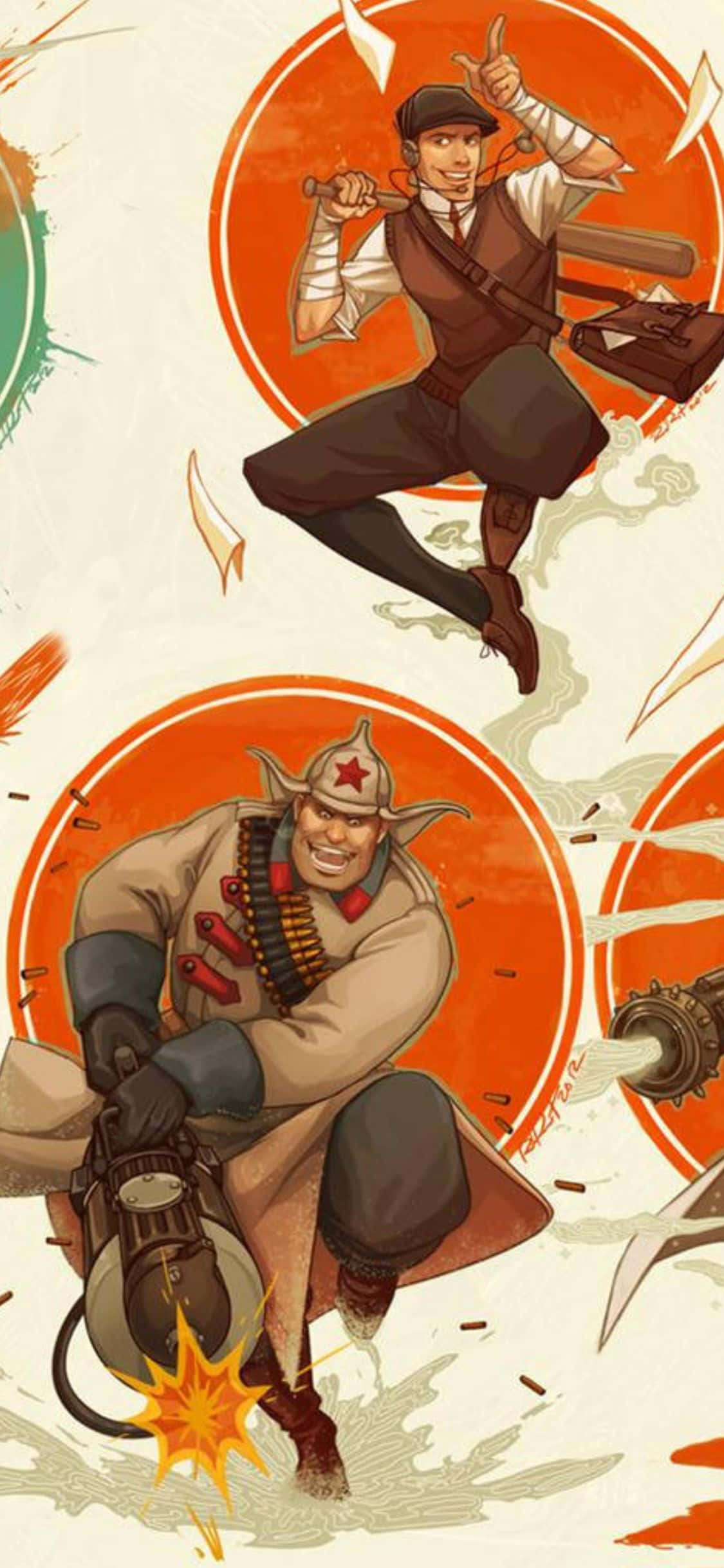 Fondo iPhone Xs Tf2 1920 Heavy y Scout Fondos de pantalla