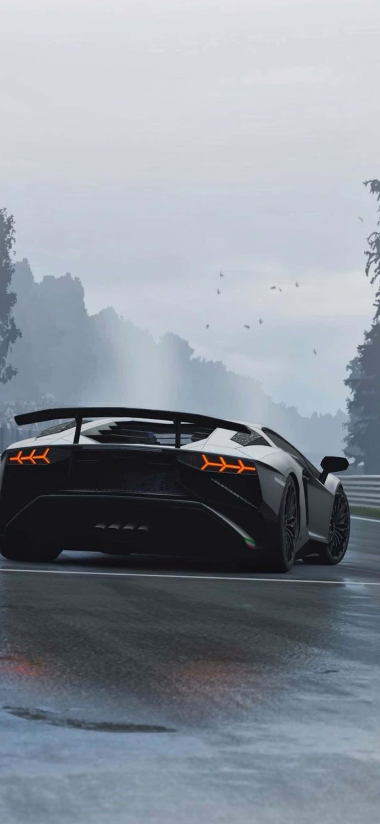 Fondo Negro Trasero de Lamborghini Aventador para iPhone XS Max Fondos de pantalla