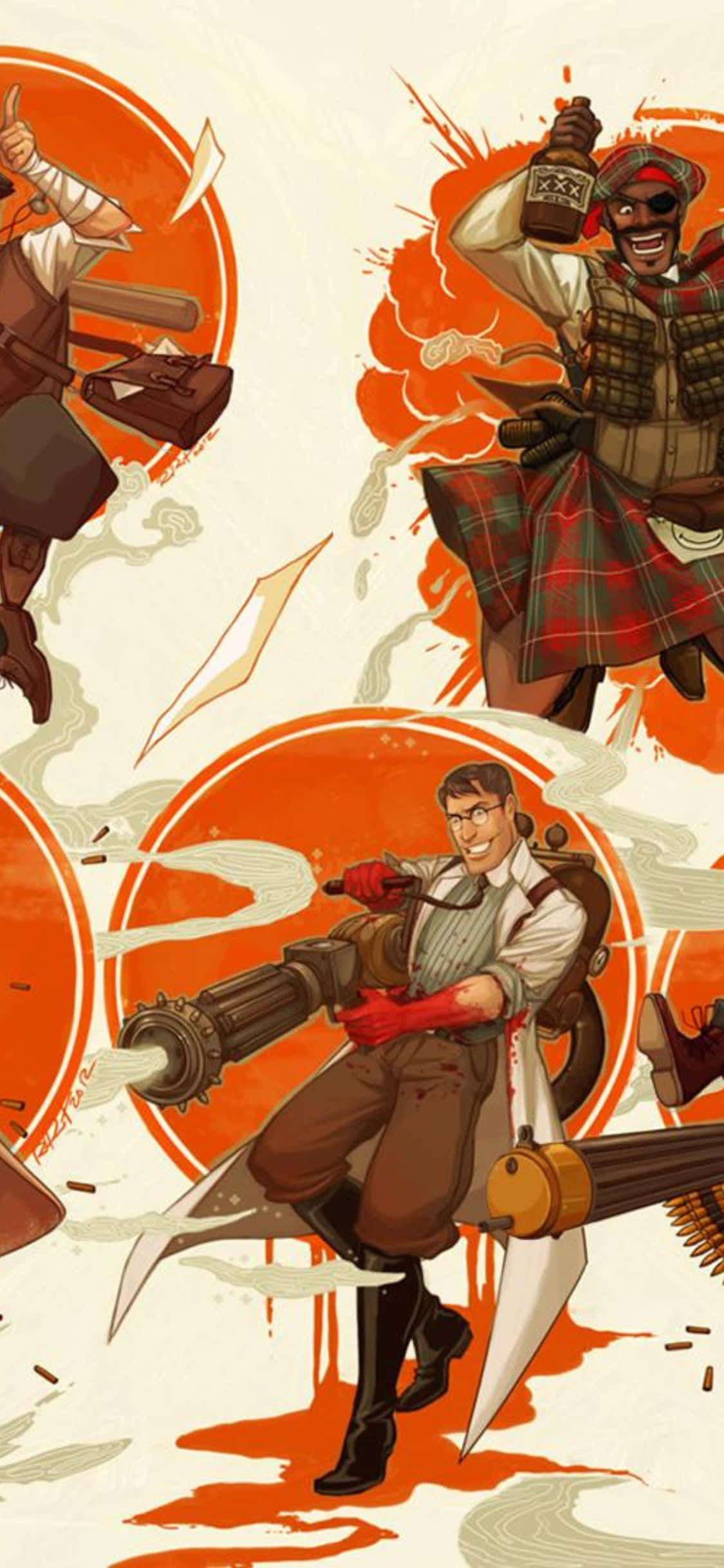 Fondo iPhone XS Team Fortress 2 Retro Medic y Demoman Fondos de pantalla
