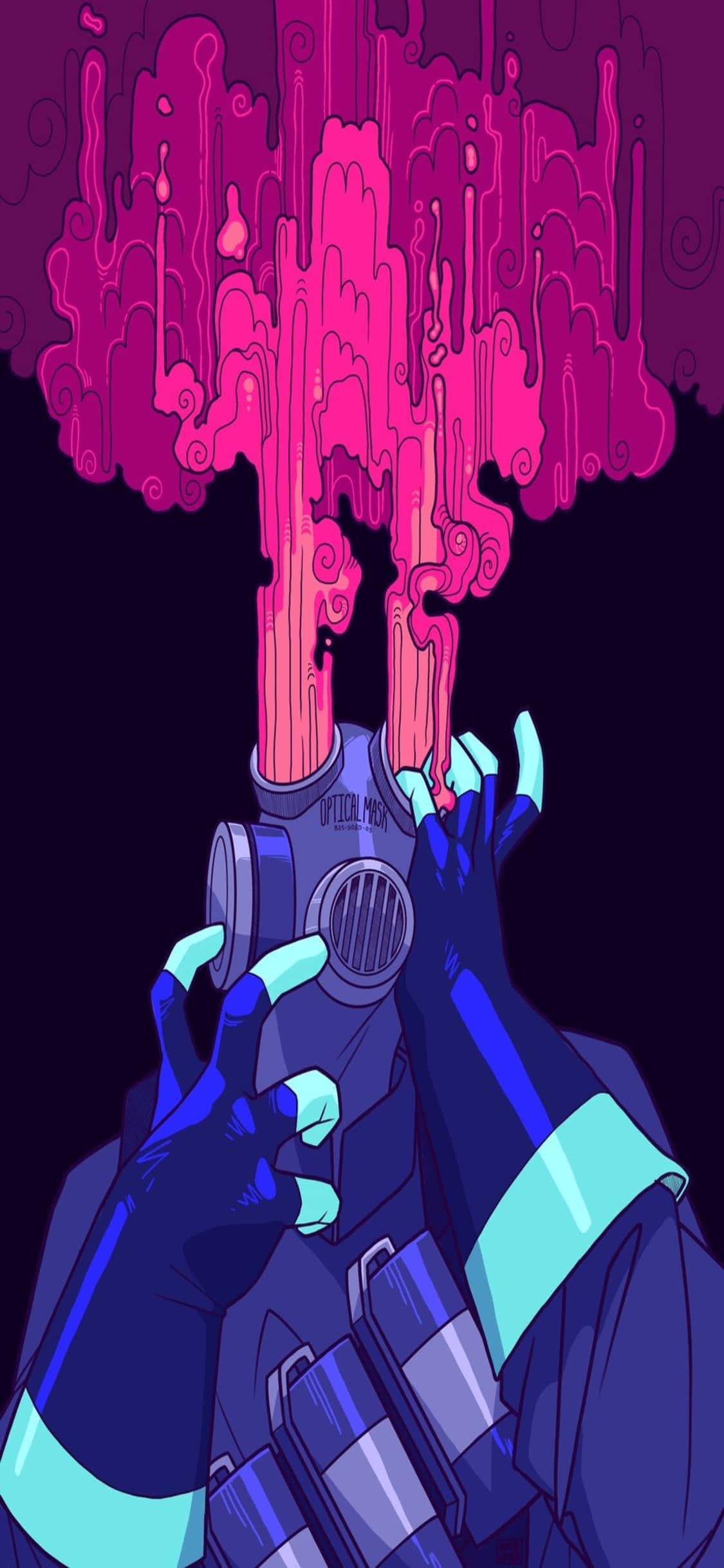 Fondo iPhone Xs Tf2 Dibujo Fanart Pyro con Llamas de Ojo Púrpura Fondos de pantalla